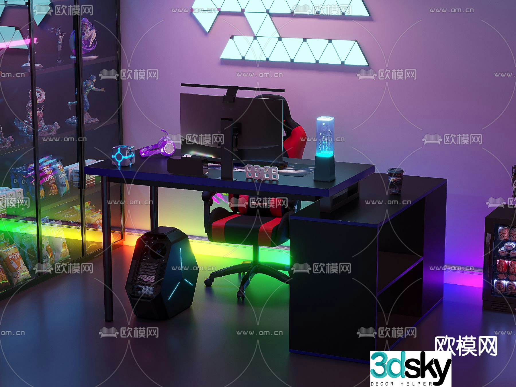 Esports table computer table desk 3d model