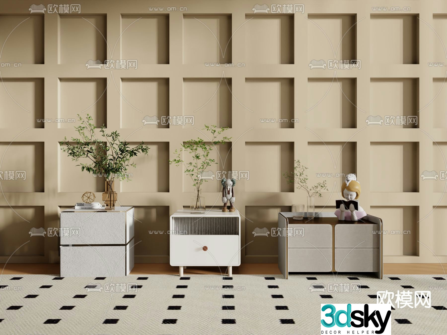 Modern bedside table 3d model