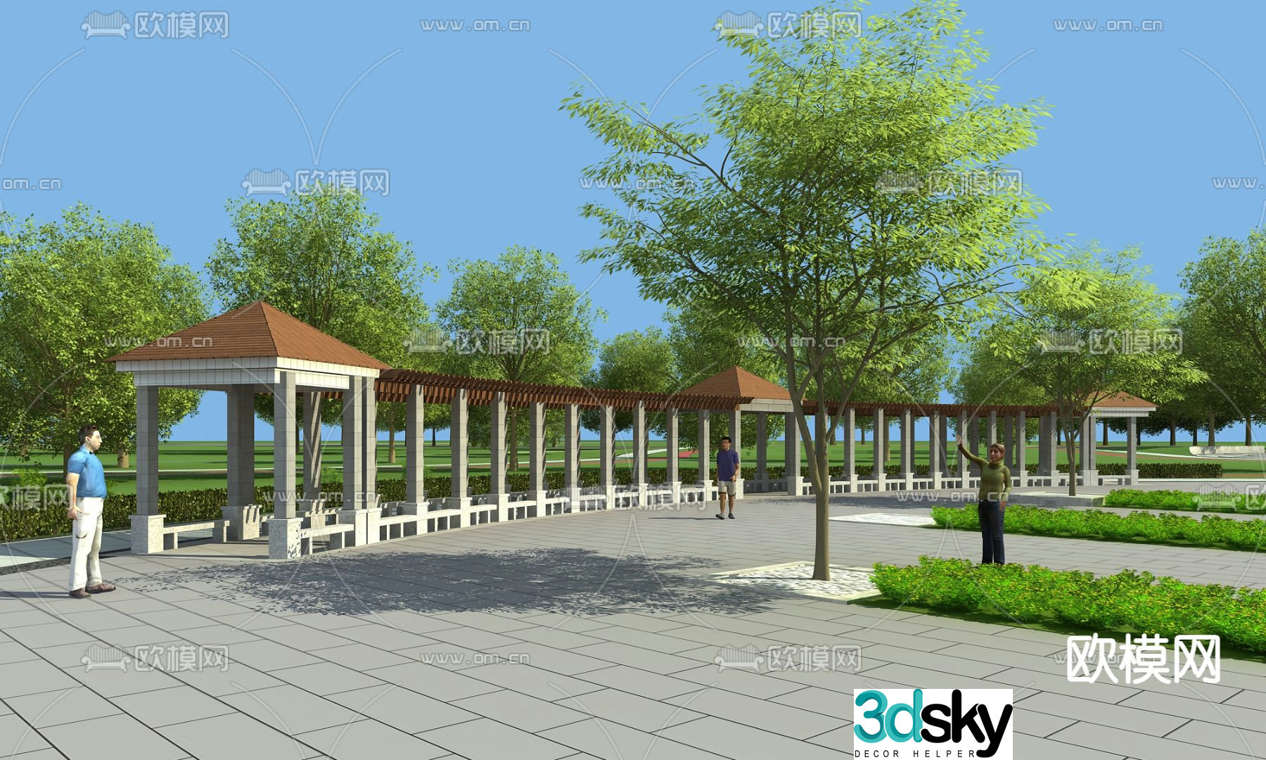 Park landscape park promenade 3d model