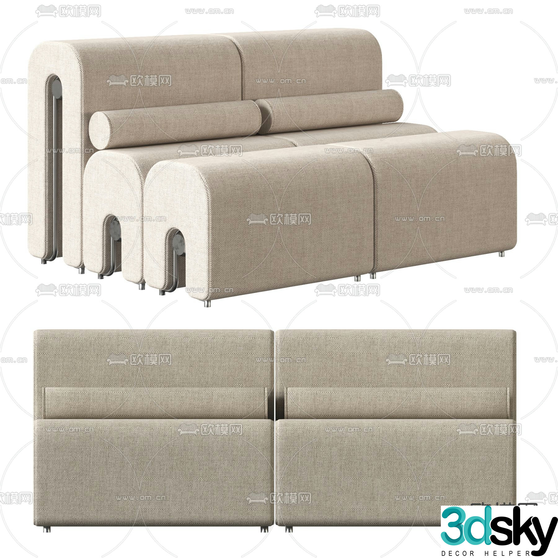 Modern double sofa leisure sofa 3d model