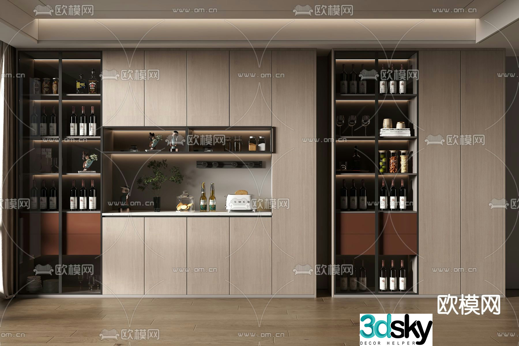Modern wine cabinet 3d model