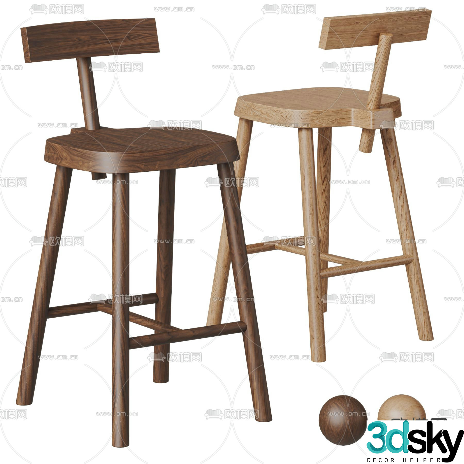 Wabi Sabi bar stool bar stool high stool 3d model