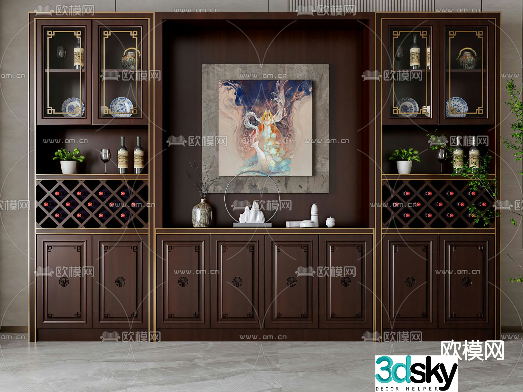 New Chinese wine cabinet 3D model