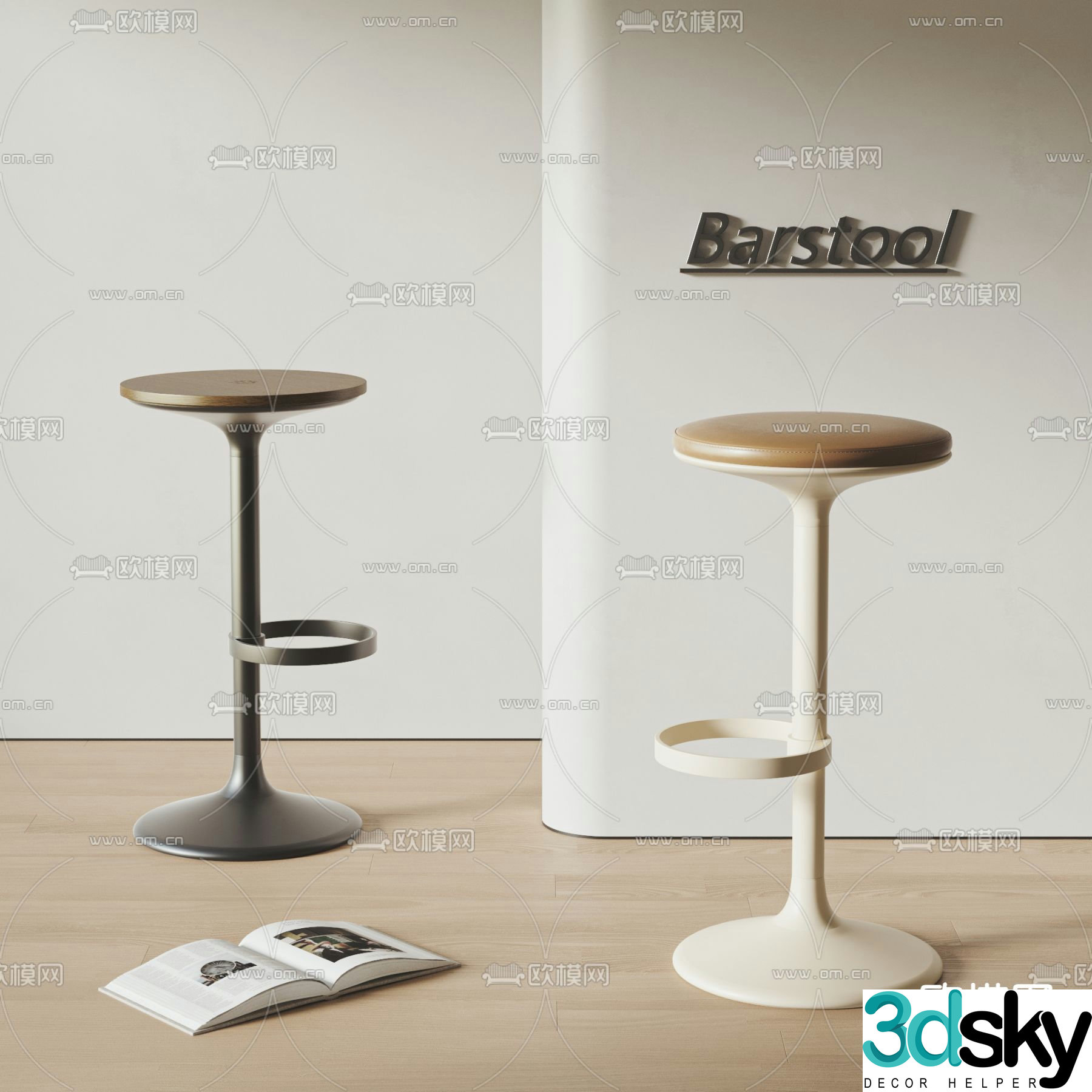 bar stool bar stool high stool 3d model