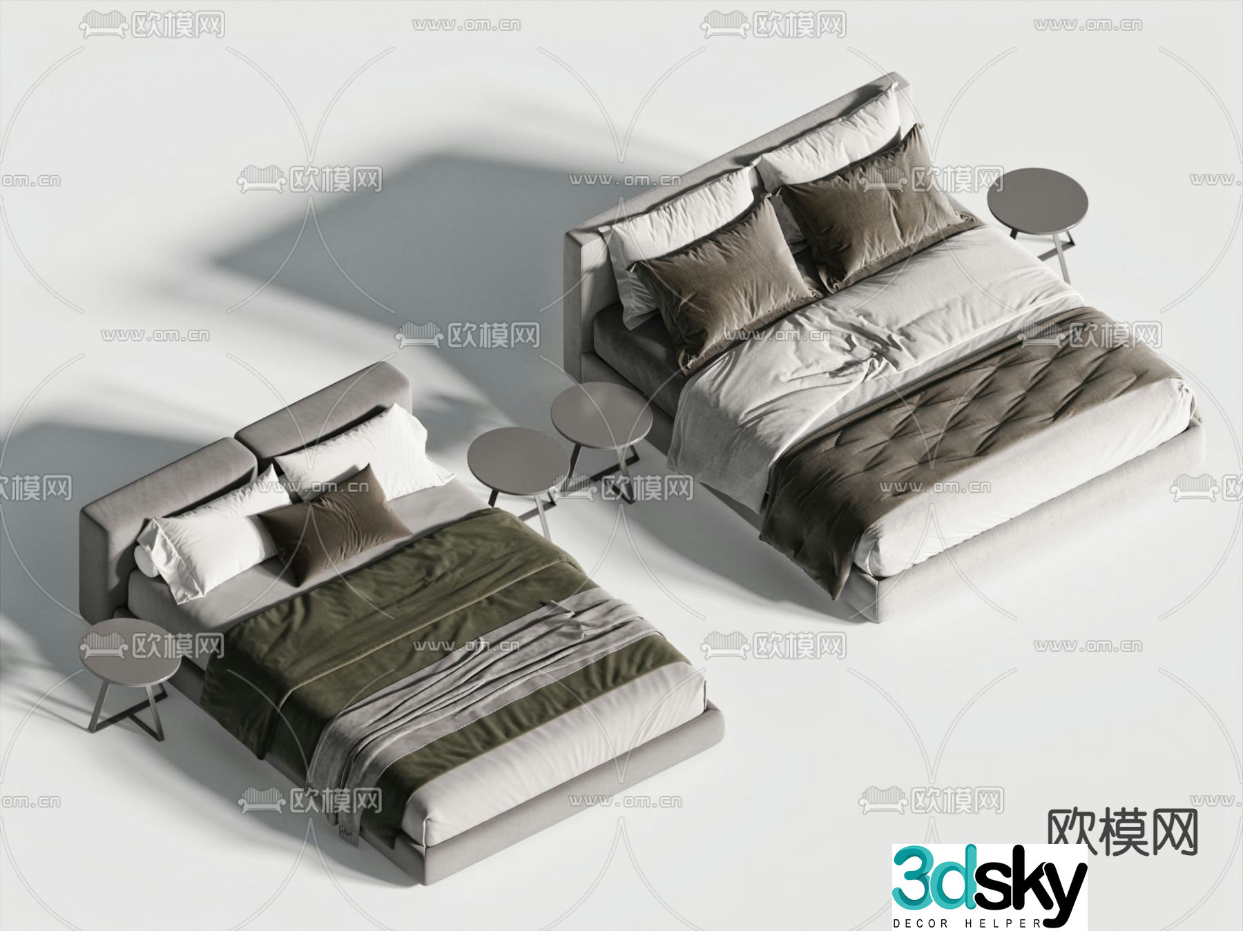 Modern double bed 3d model