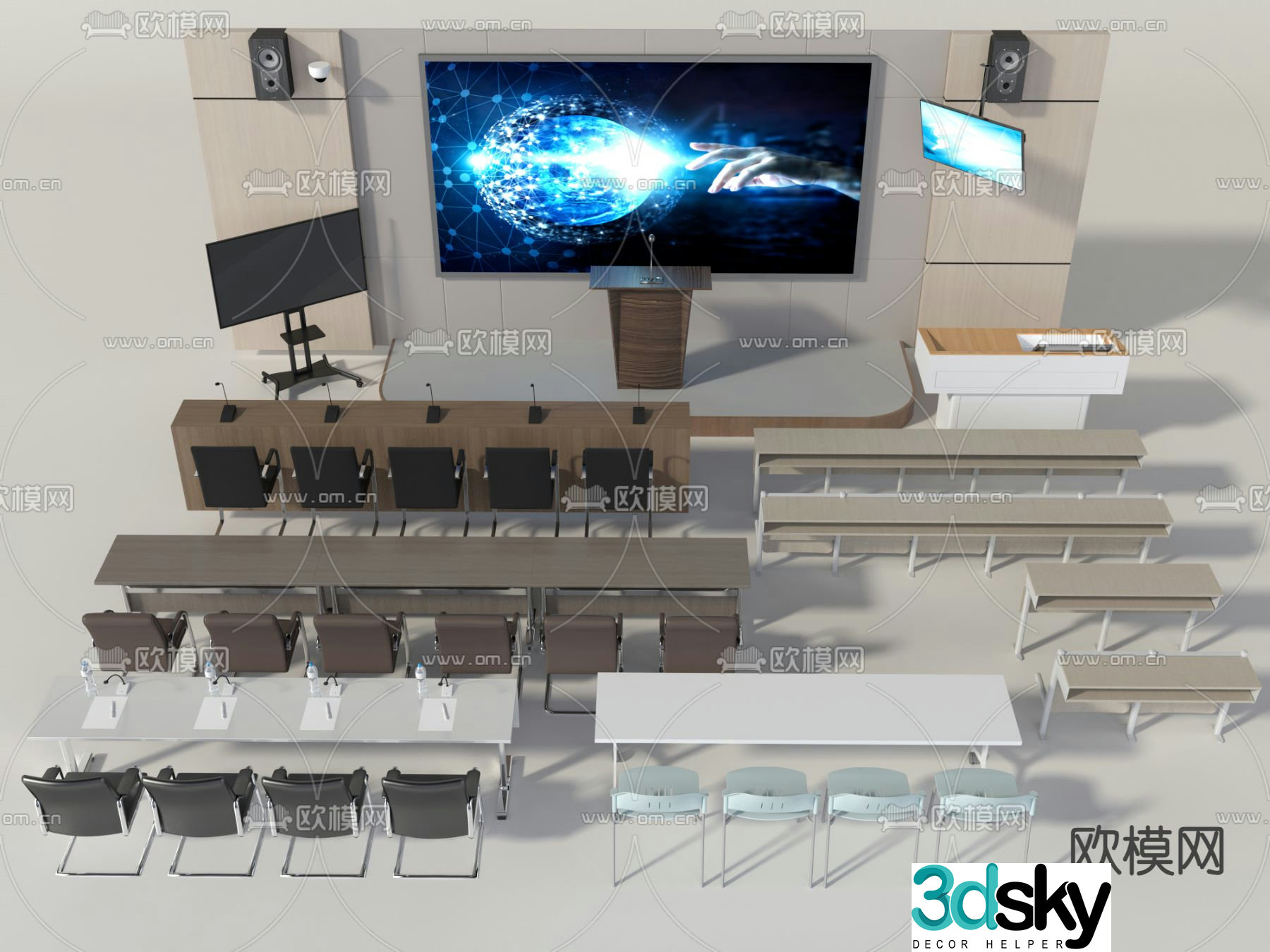 Modern conference table training table 3d model