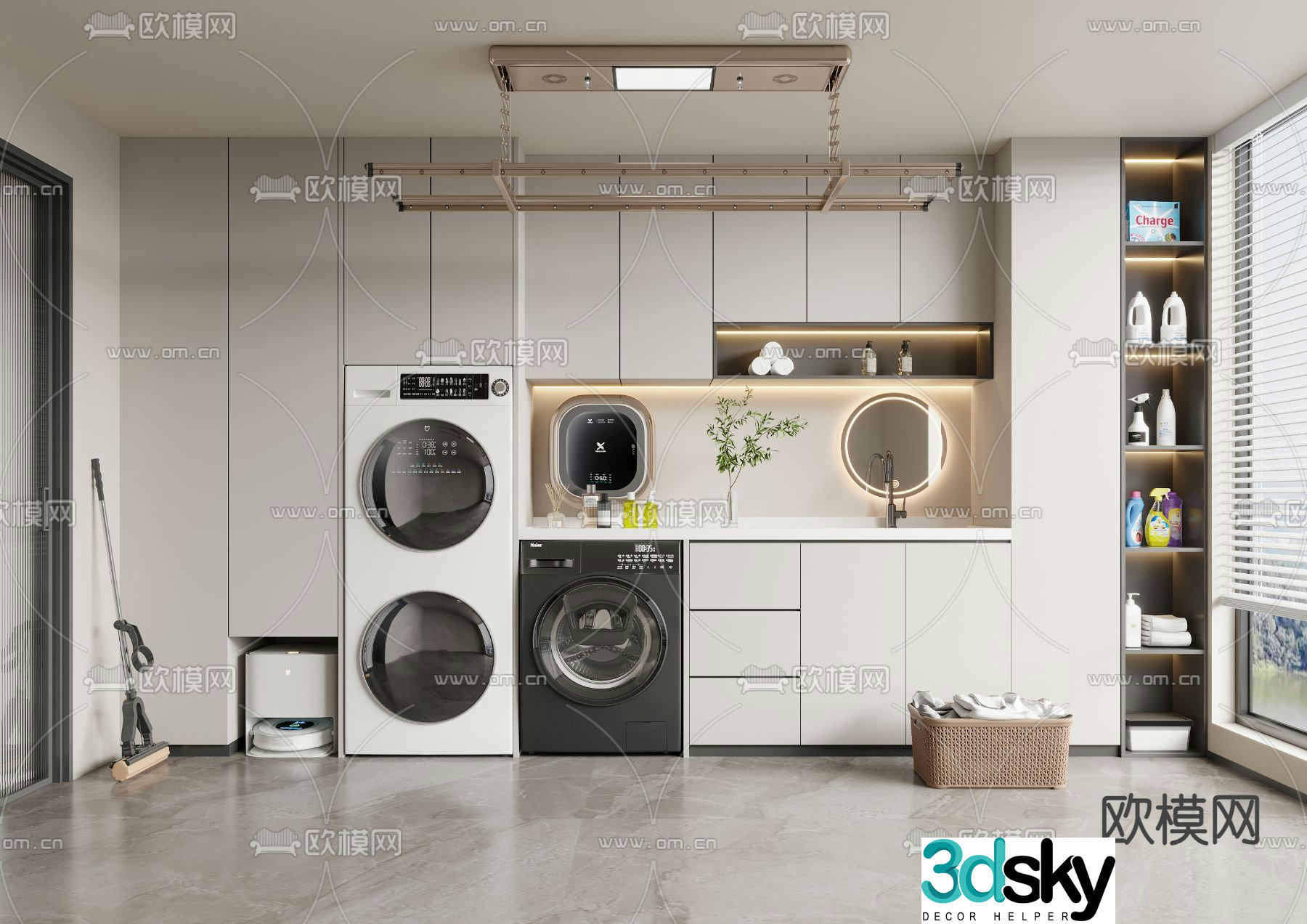 Living balcony laundry room 3d model