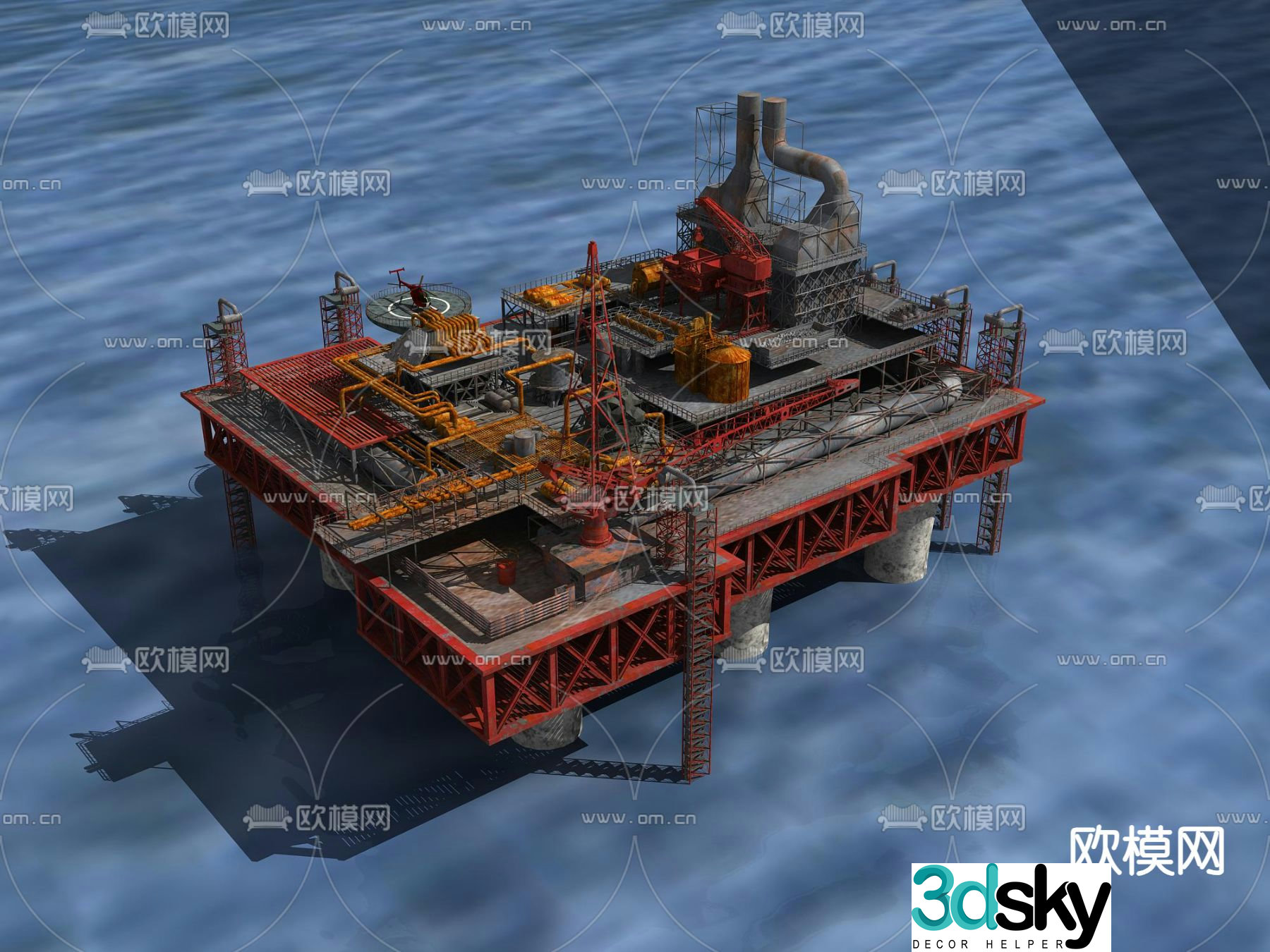 Working platform oil drilling platform 3d model