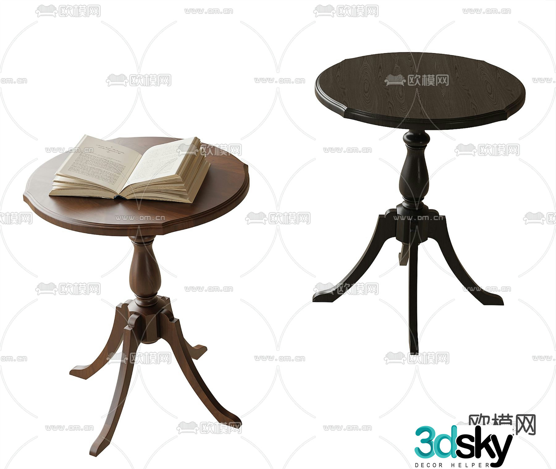 Simple European side table corner table round table table table 3D model