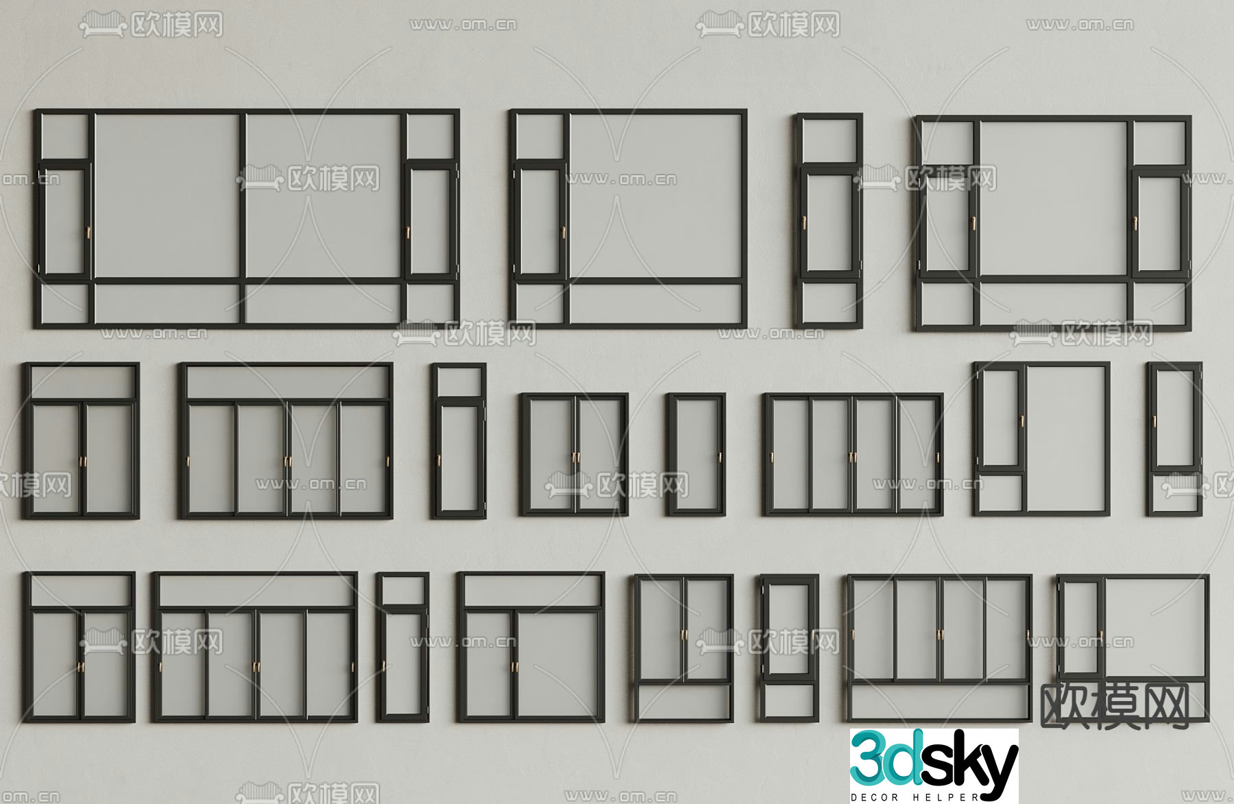 Aluminum alloy window casement window sliding window bay window 3d model