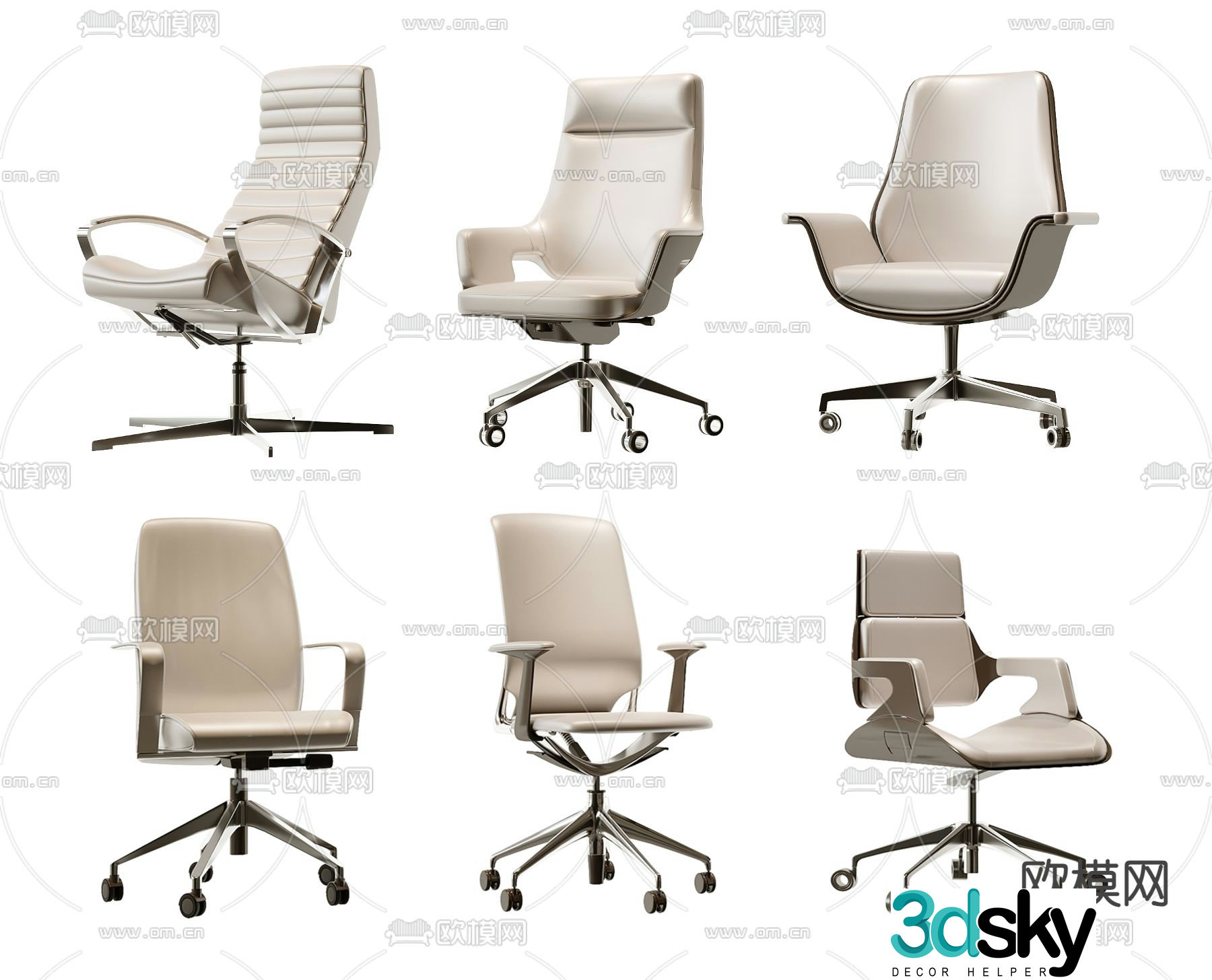 Leather office chair shift chair staff chair 3d model