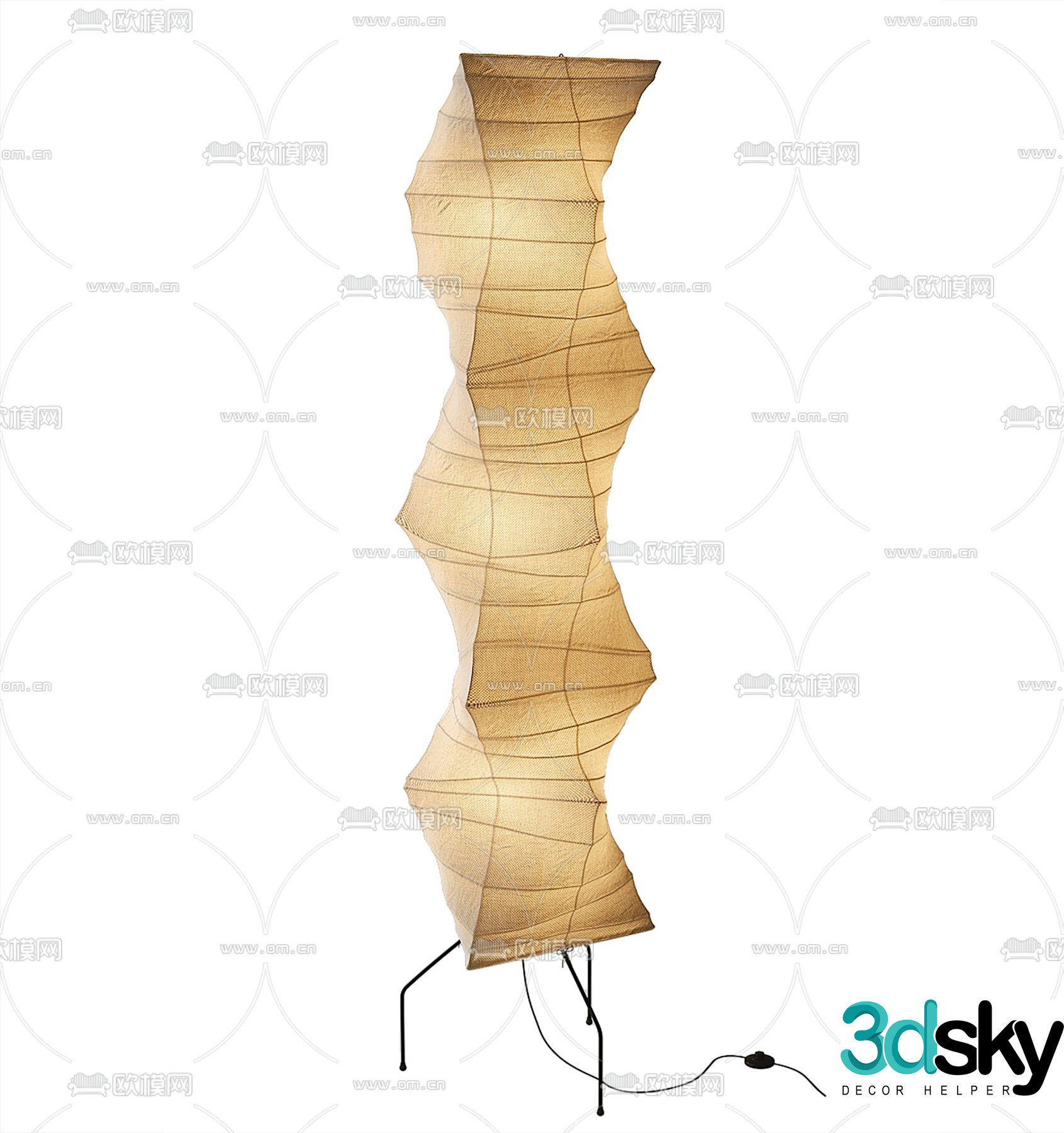 Wabi-Sabi Floor Lamp Paper Tie Floor Lamp 3D Model