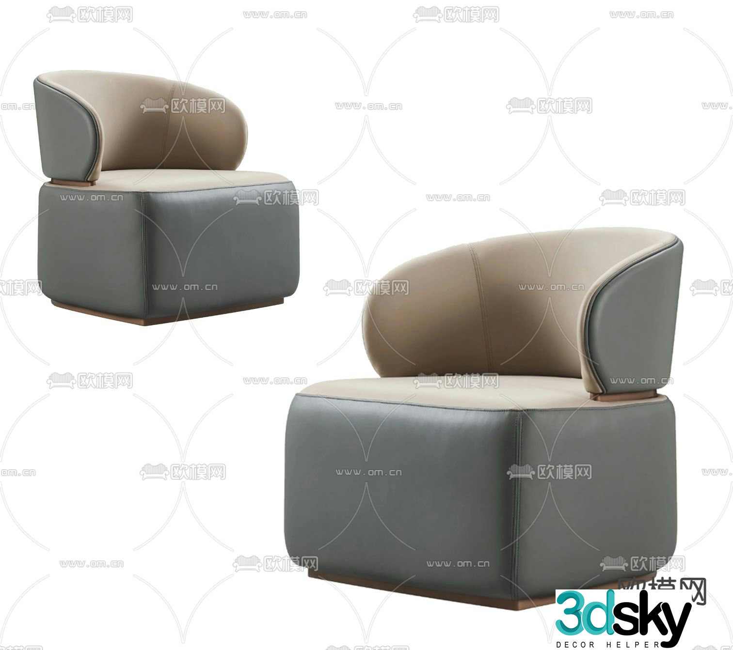 Single sofa leather sofa 3d model