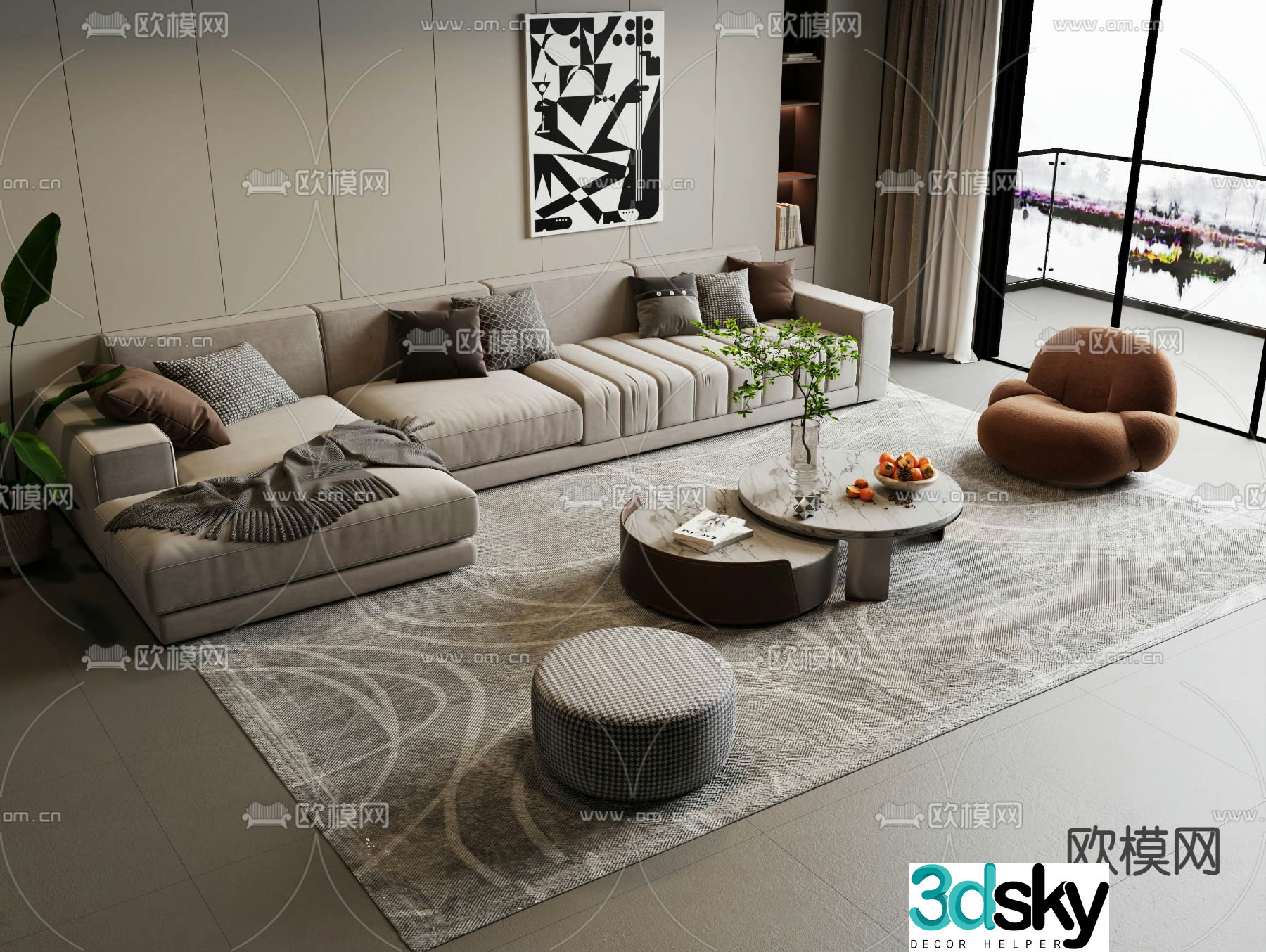 Modern modular sofa corner sofa 3d model