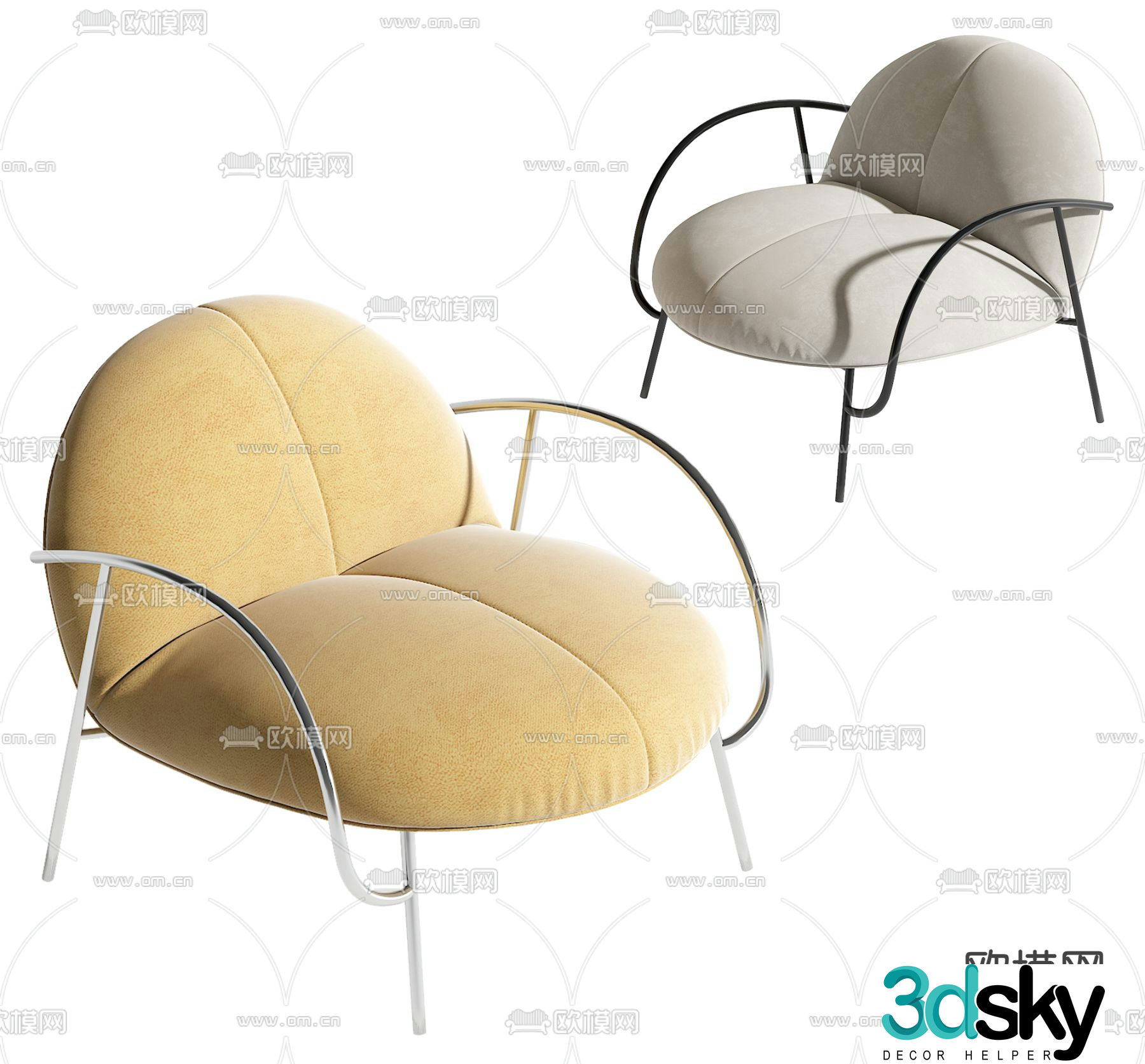 Modern chair leisure chair 3d model
