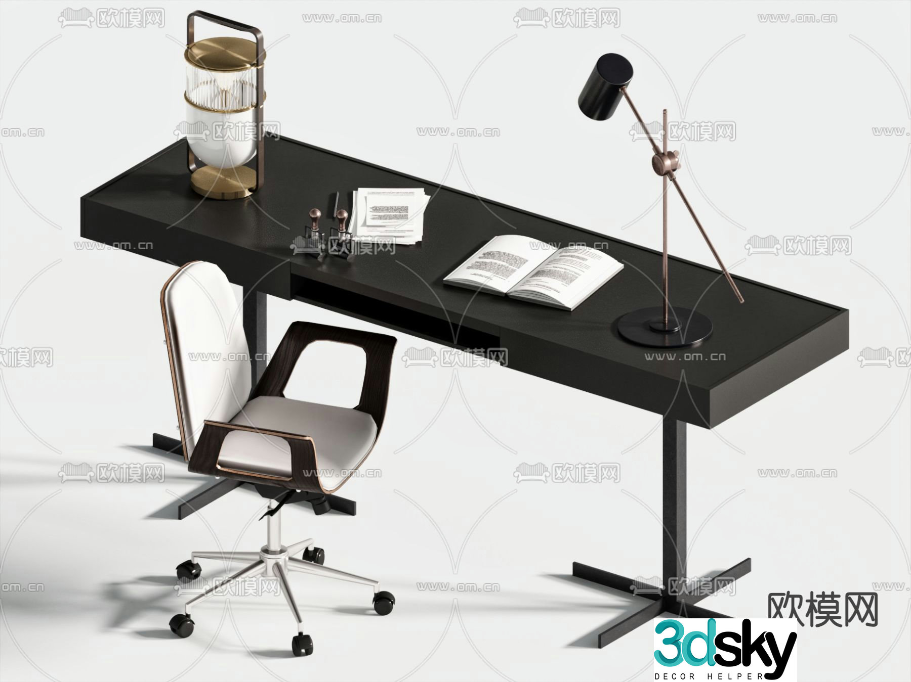 modern desk writing desk 3d model