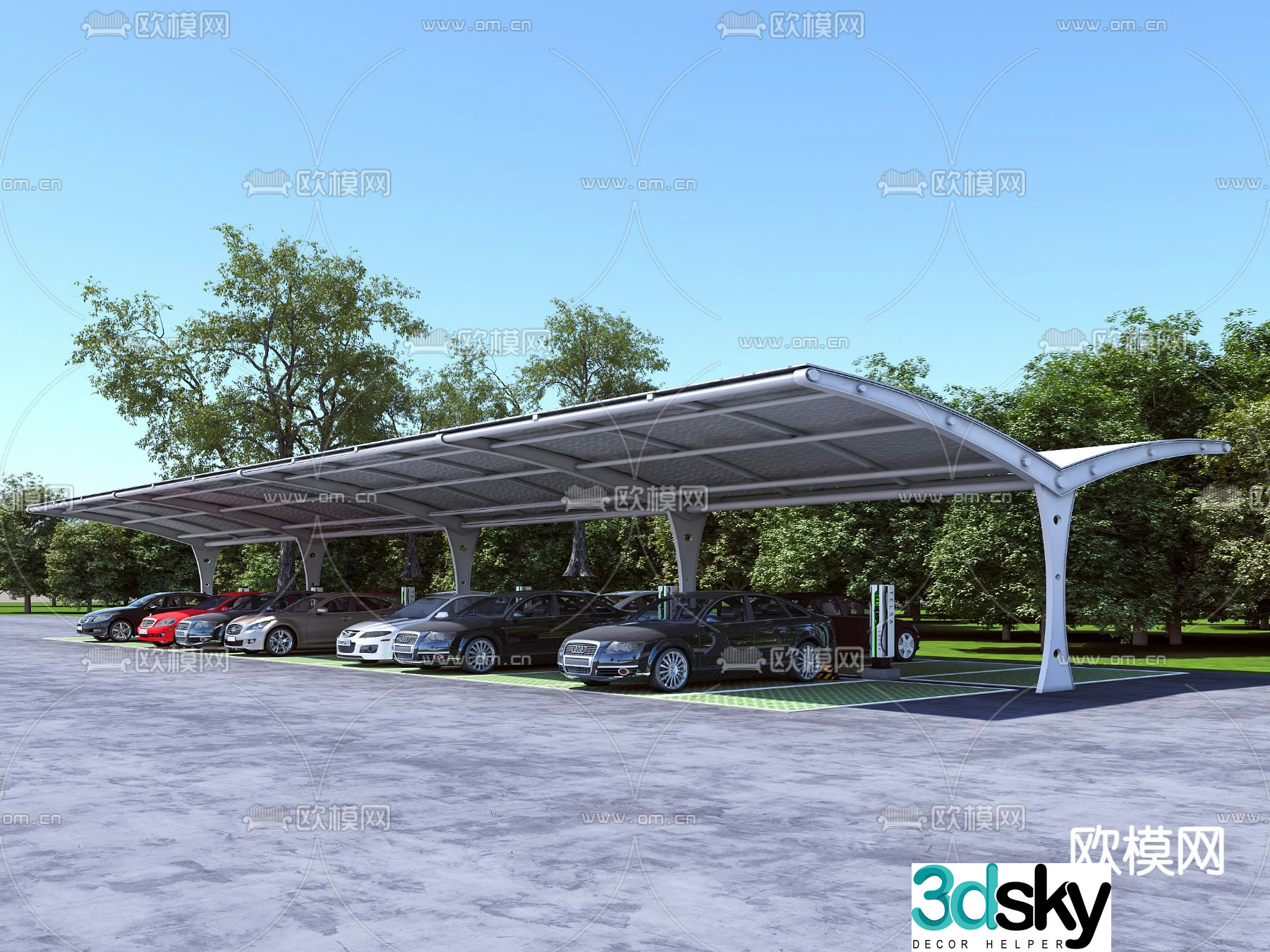 Modern carport 3d model