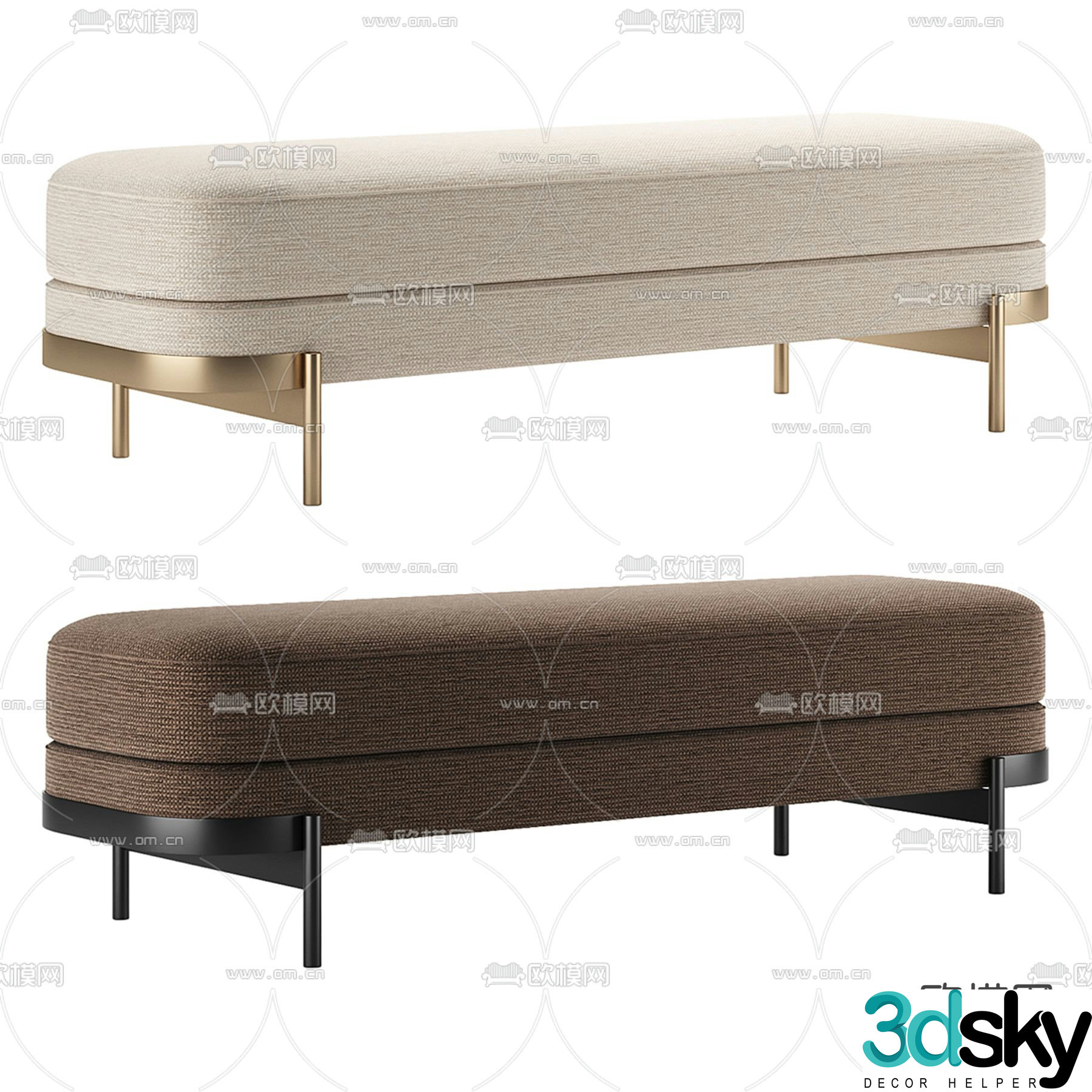 Cosmo bench stool footrest 3d model
