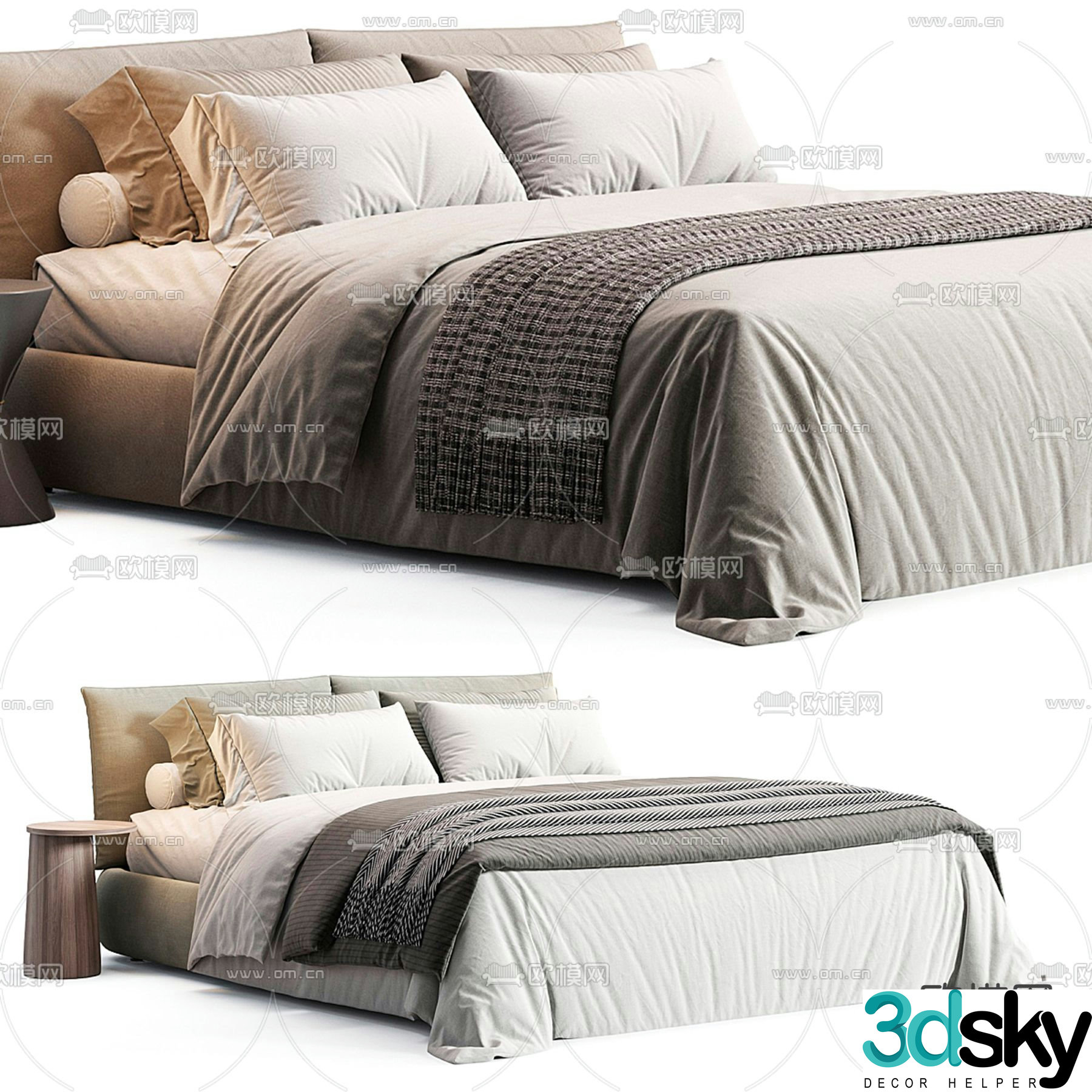 Manzzeli double bed 3d model