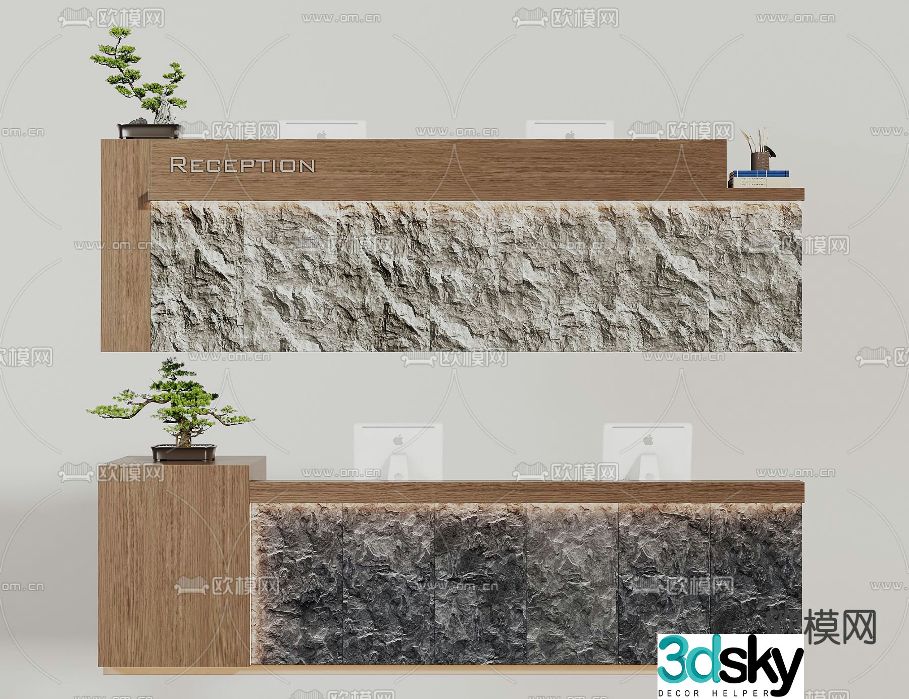 New Chinese style front desk reception desk 3d model