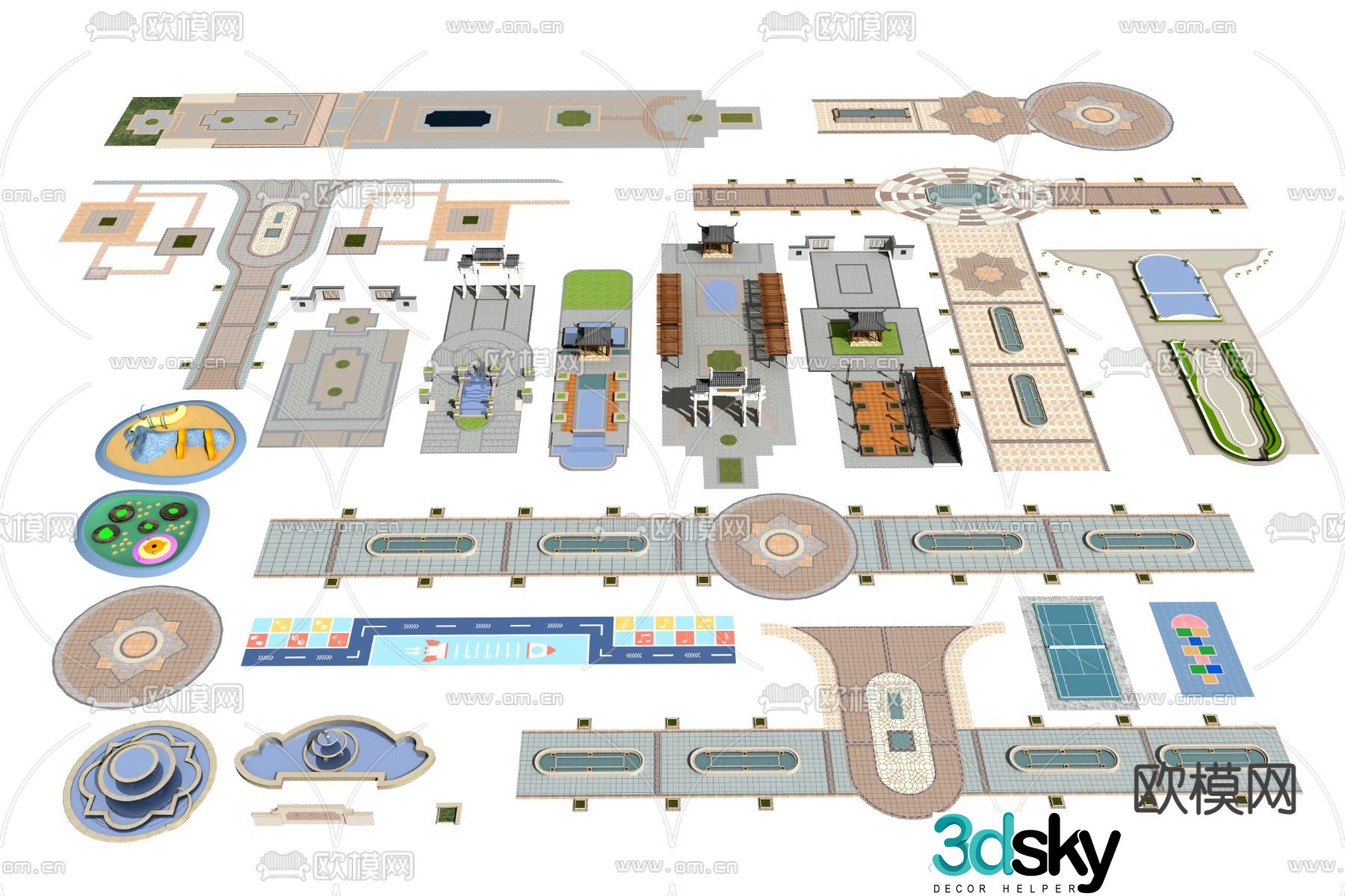 Landscape Garden Sketch Climbing Surface Runway 3D Model