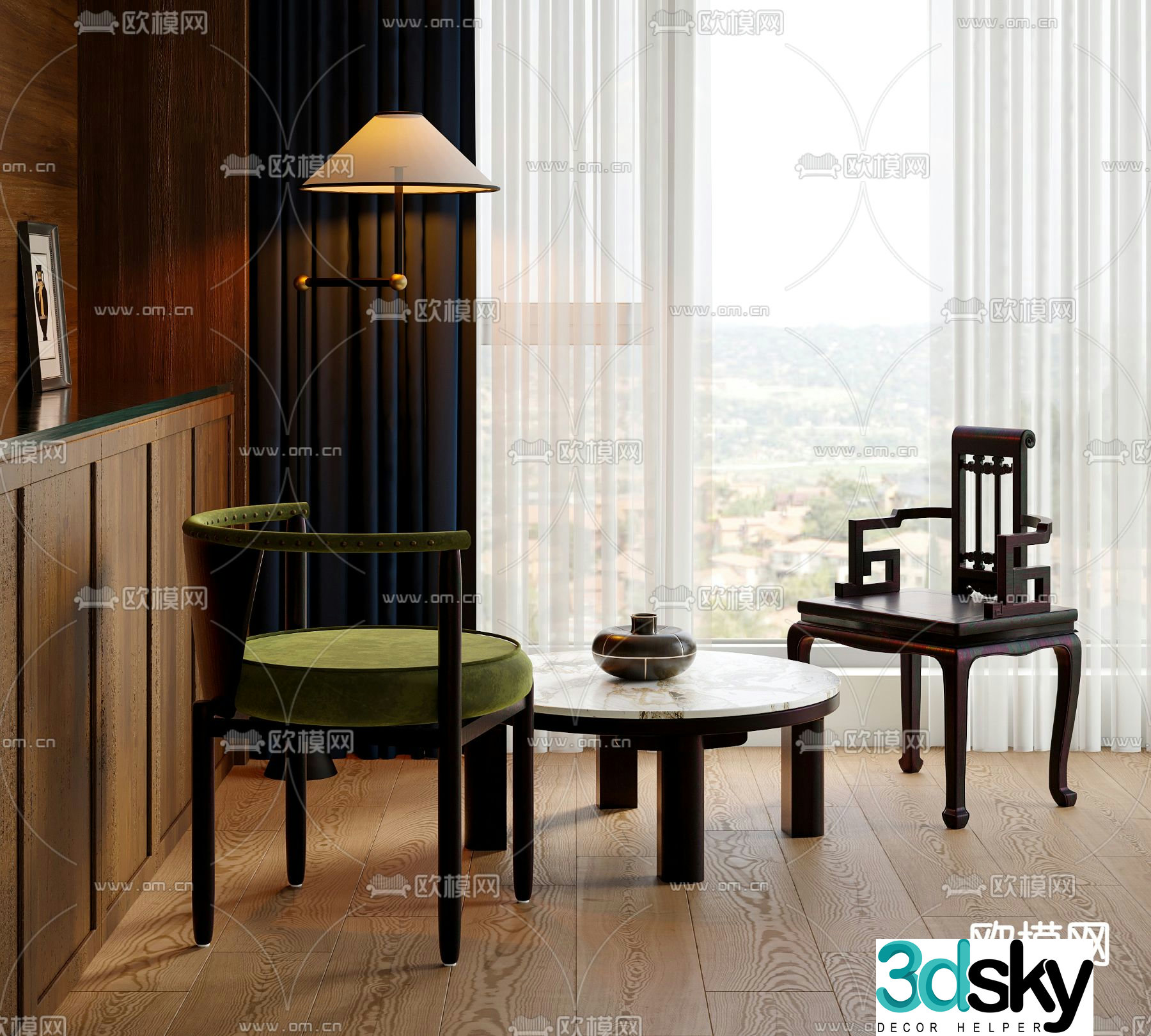 Medieval style chair leisure chair 3d model