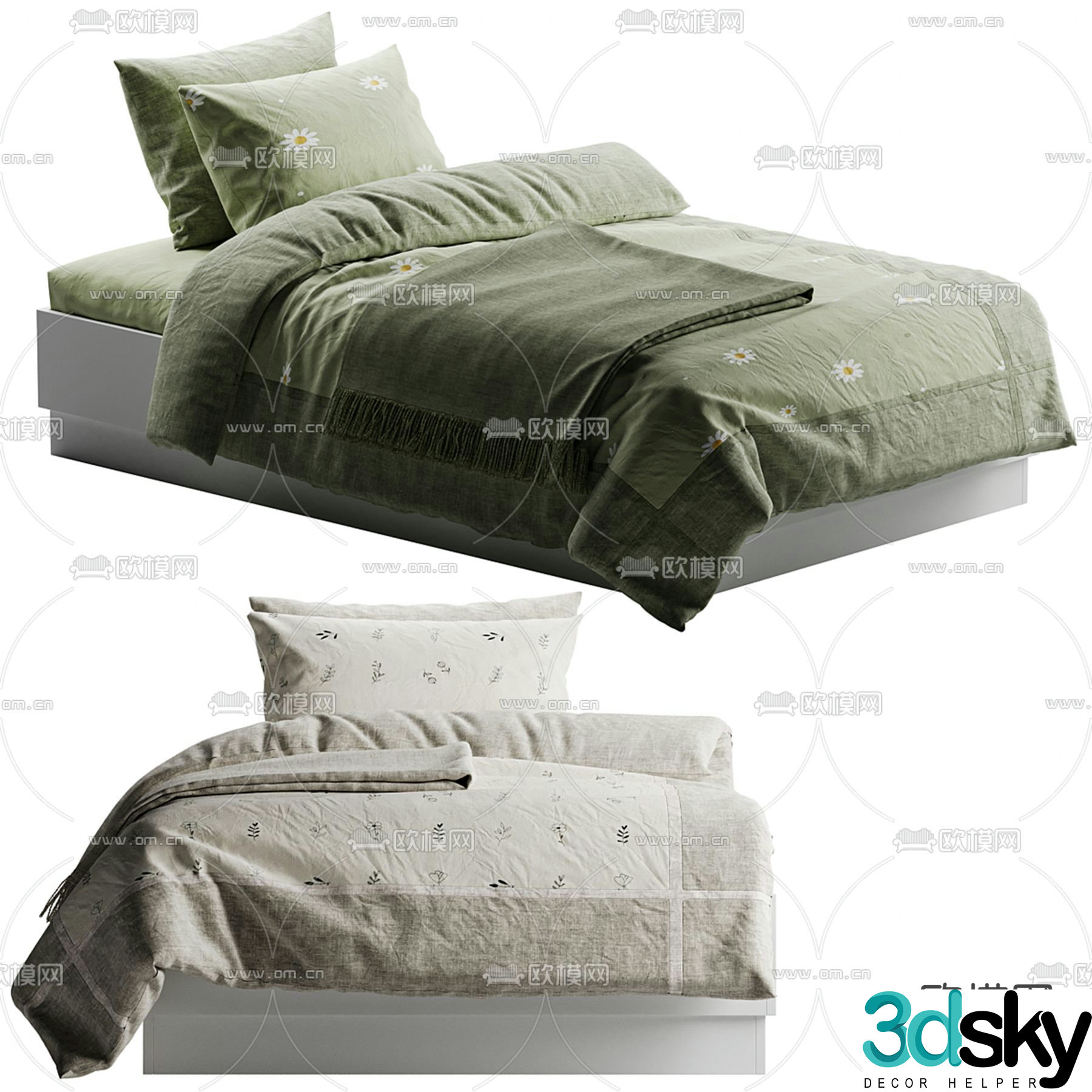 Ormatek floral single bed 3d model