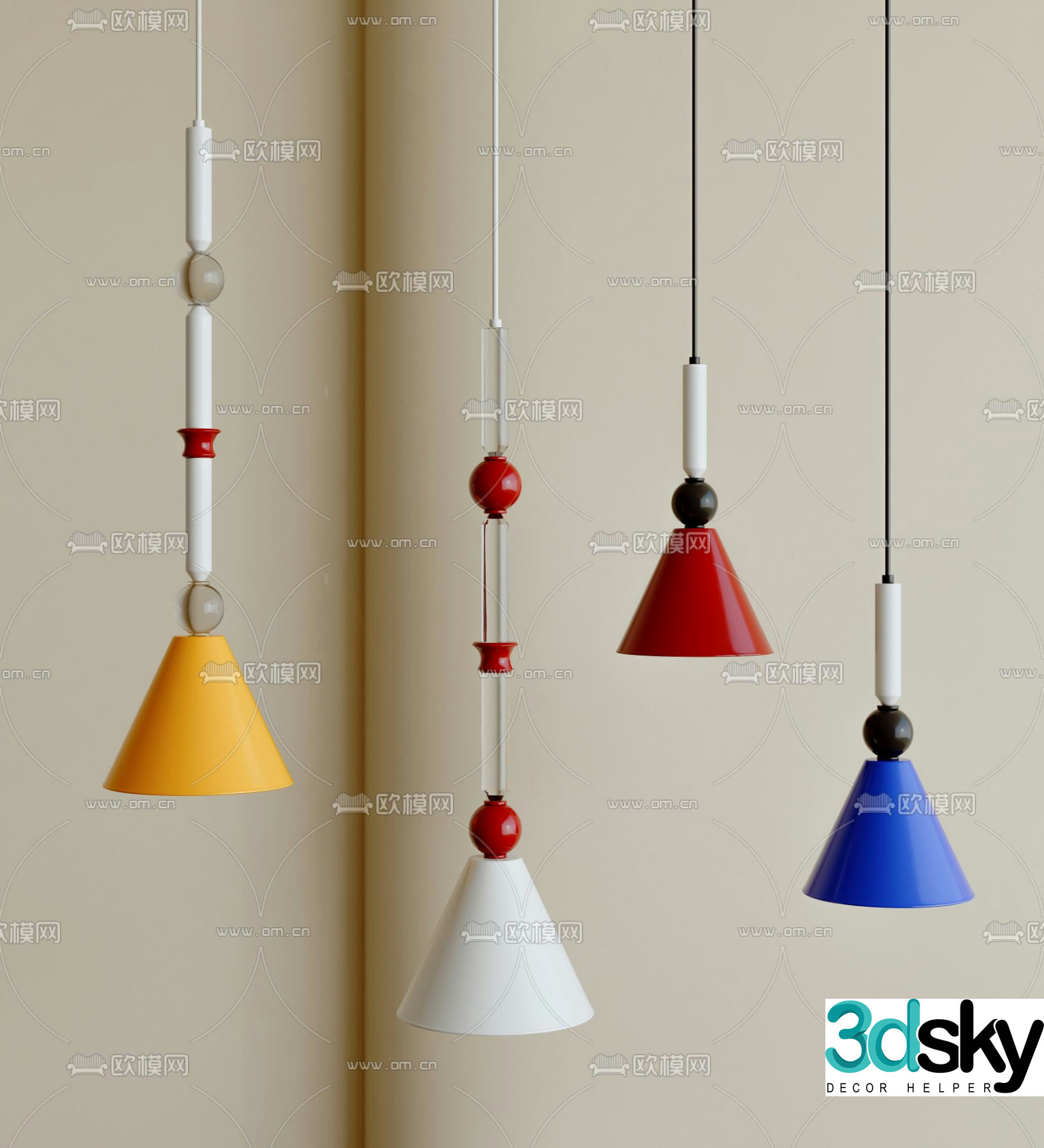 Colorful small chandelier 3d model