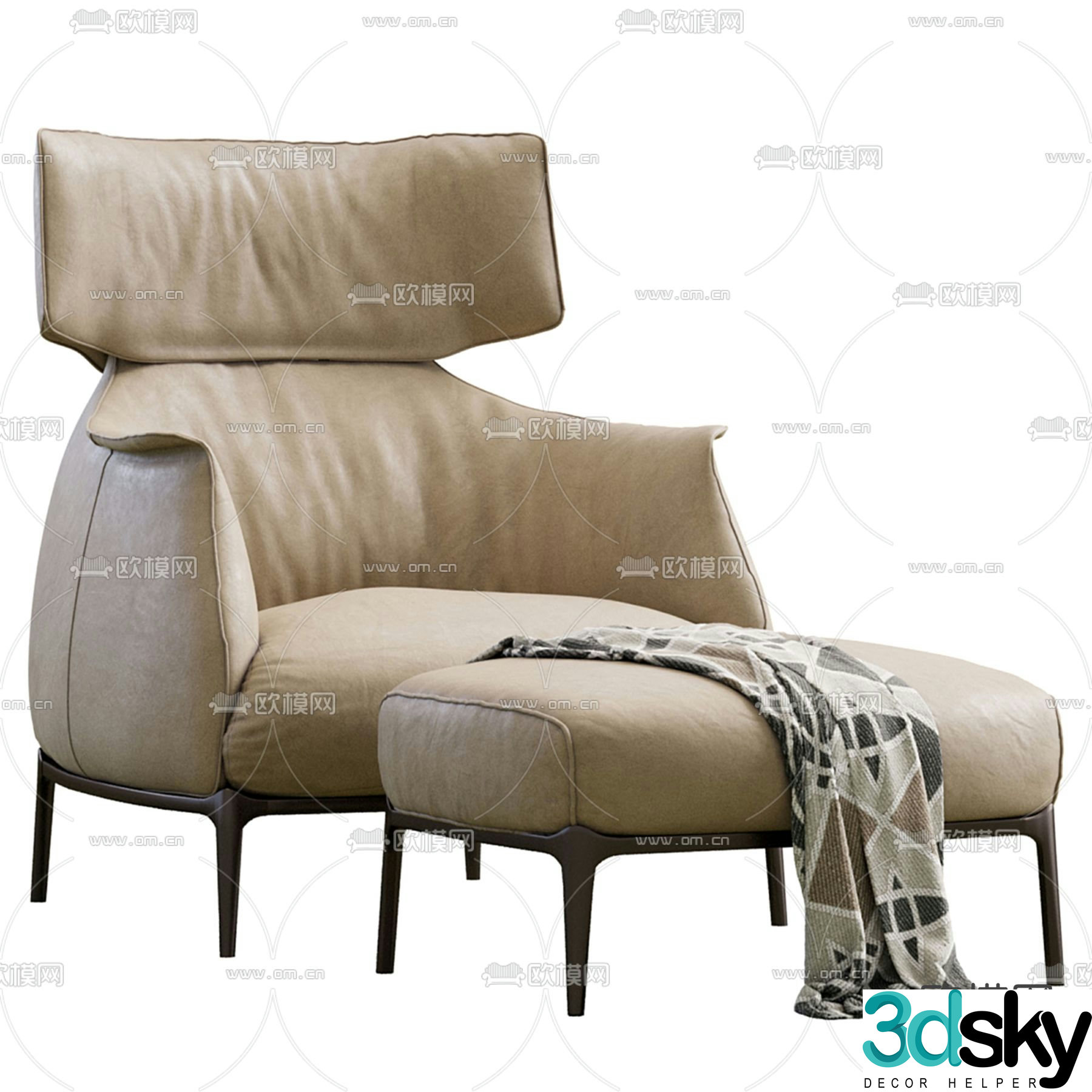Poltrona Frau leather chair lounge chair 3d model