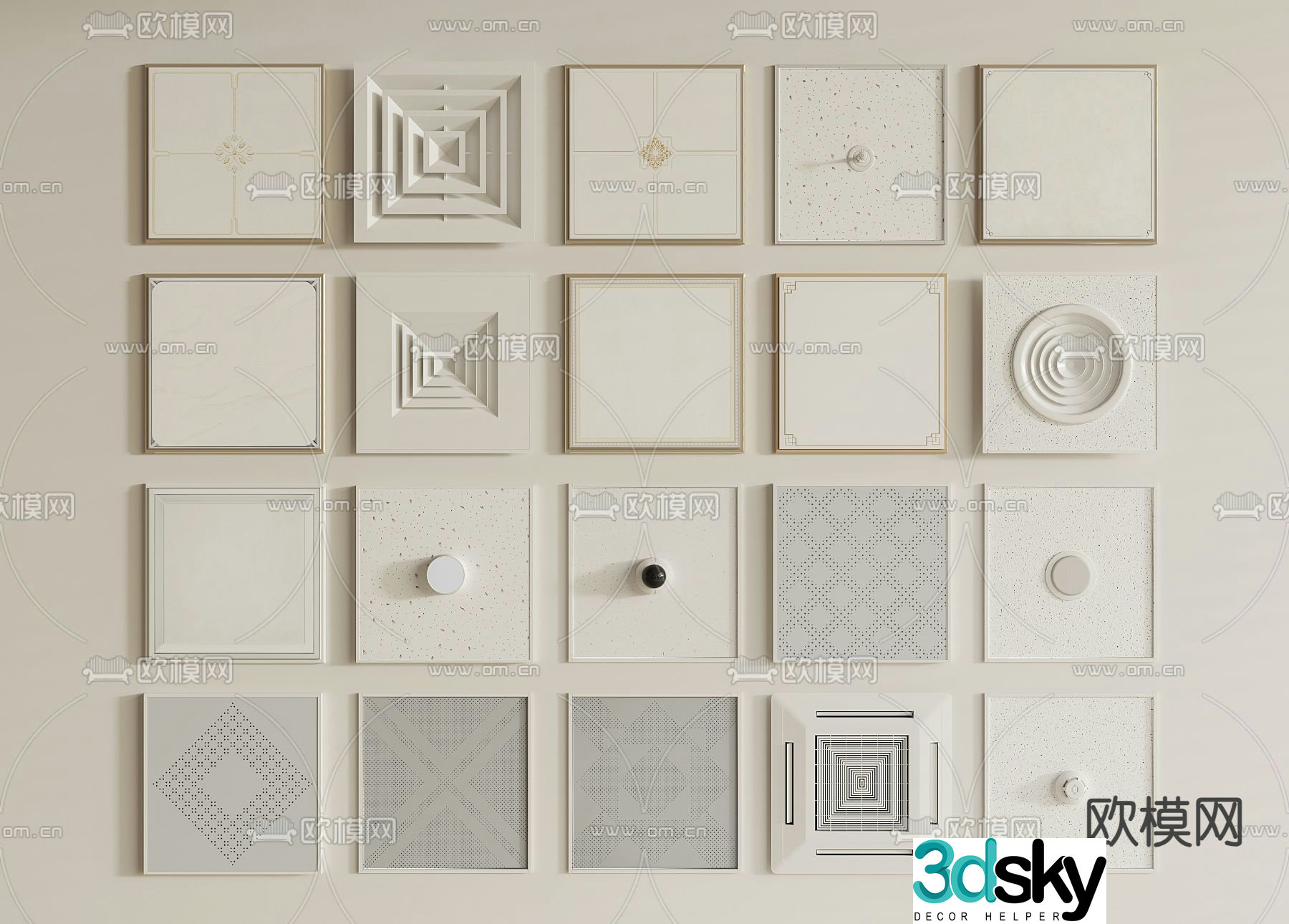 Integrated ceiling aluminum buckle plate ceiling 3D model