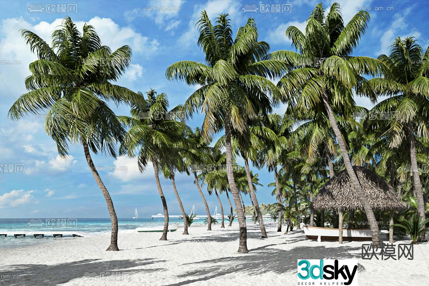 mediterranean resort beach 3d model