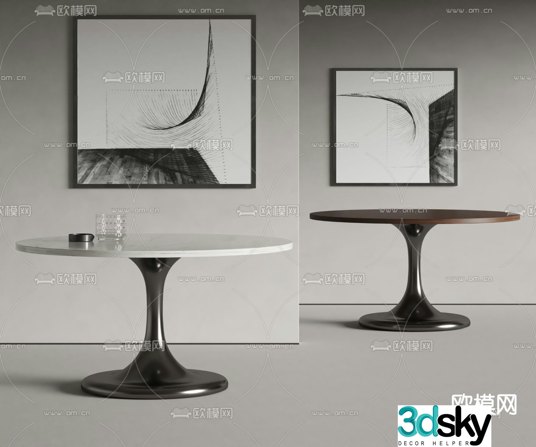 ULIVI SALOTTI round table dining table 3d model