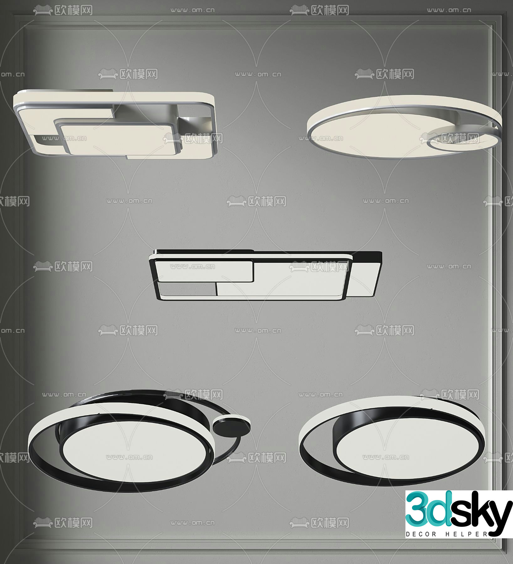 Geometric ceiling light Bedroom light 3d model