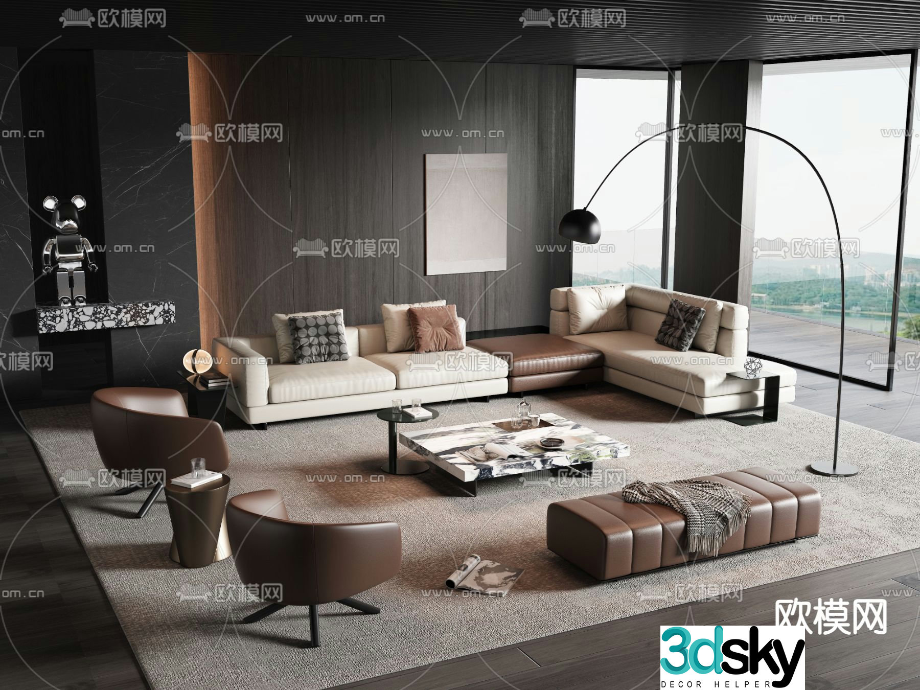 Modern sofa set 3d model