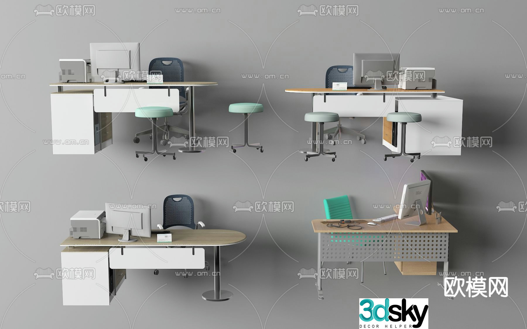 Modern office desk desk 3d model