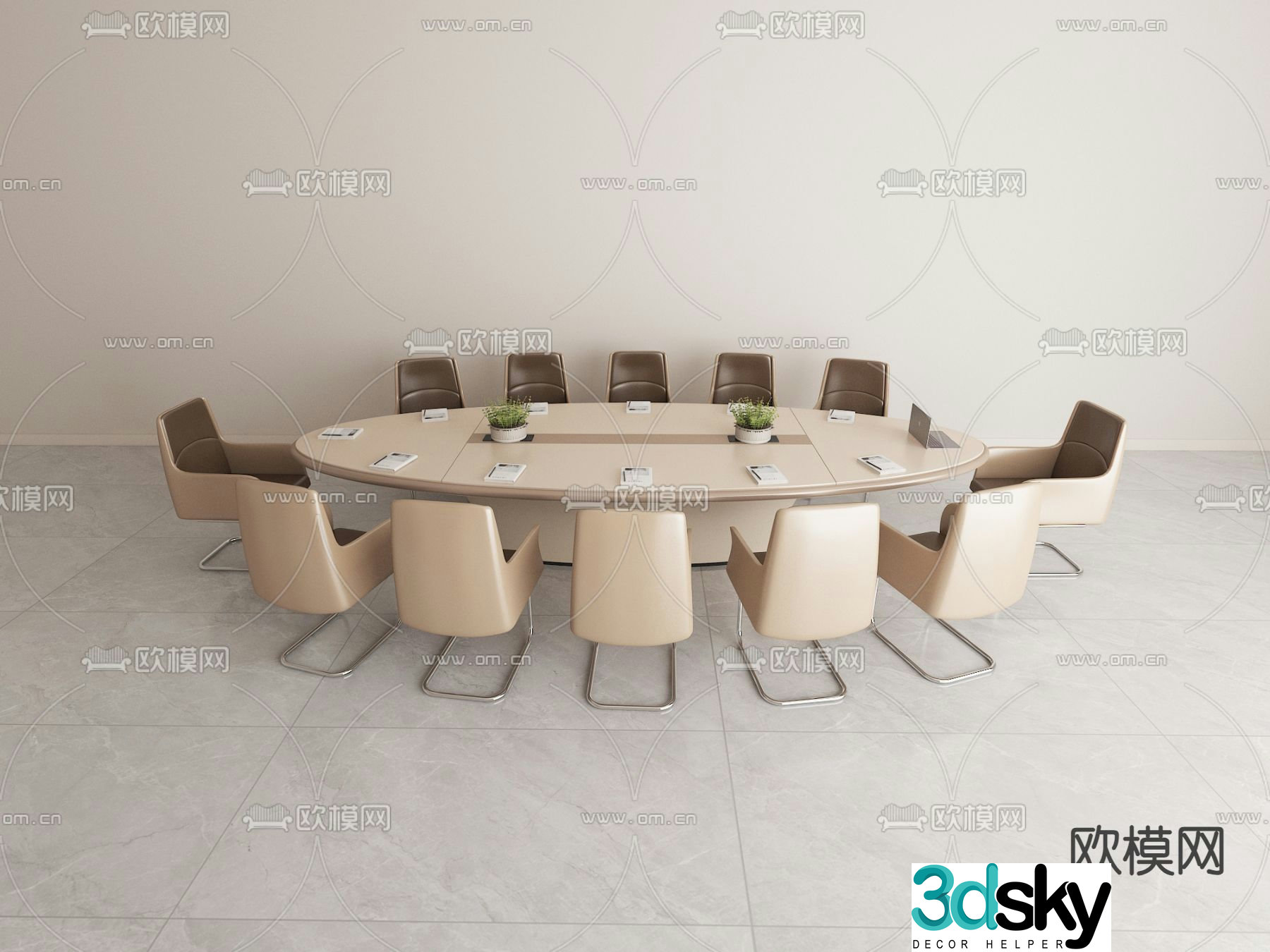 Oval conference table conference table 3d model