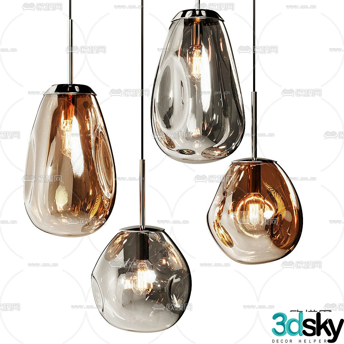 Water drop head chandelier 3d model