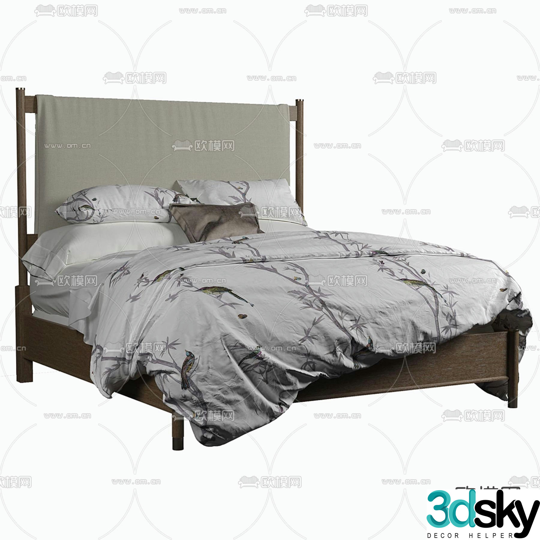Modern double bed 3d model