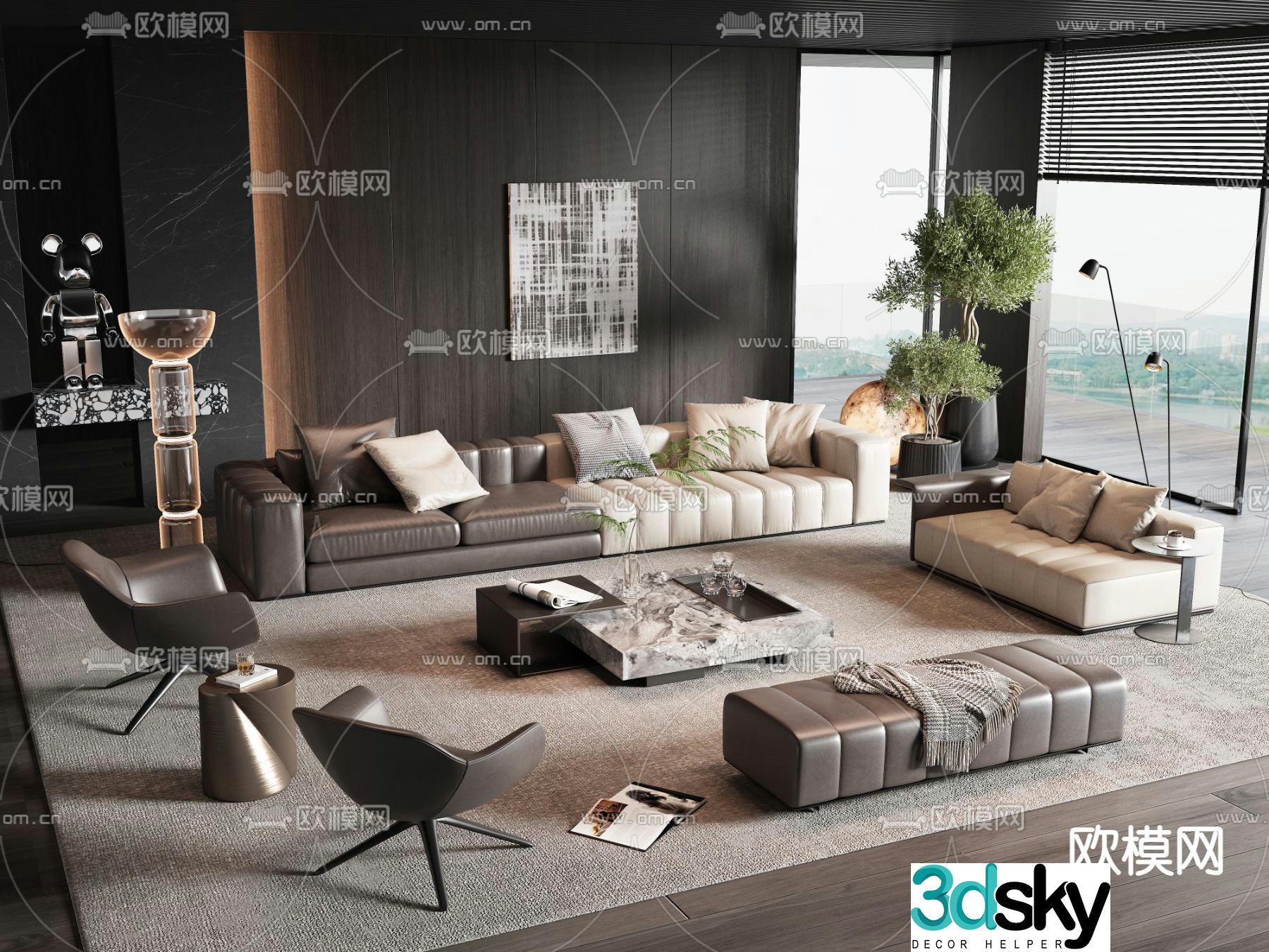 Modern sofa set 3d model
