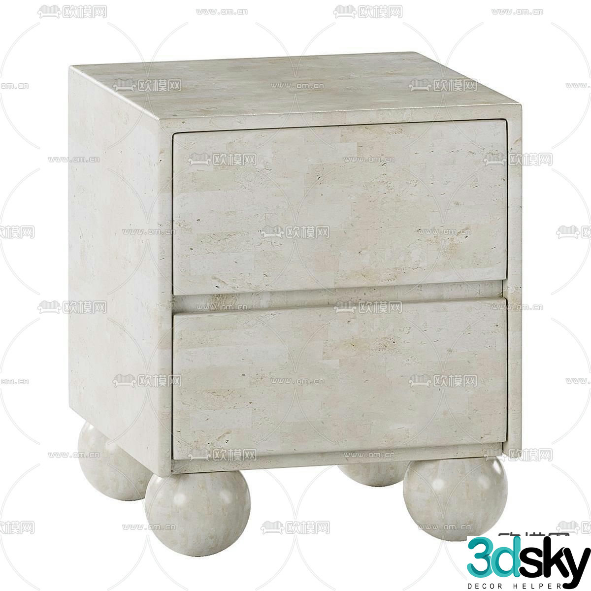 Marble bedside table 3d model