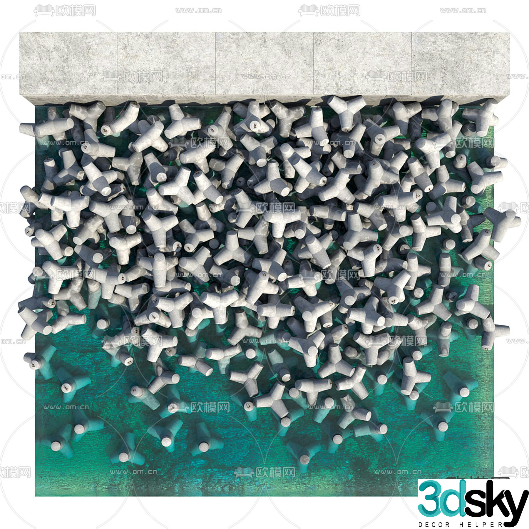 Coast protection stone structure stone 3d model