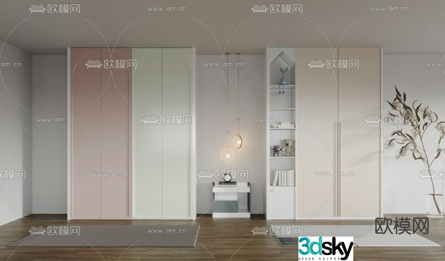 Modern children’s wardrobe cabinet 3d model