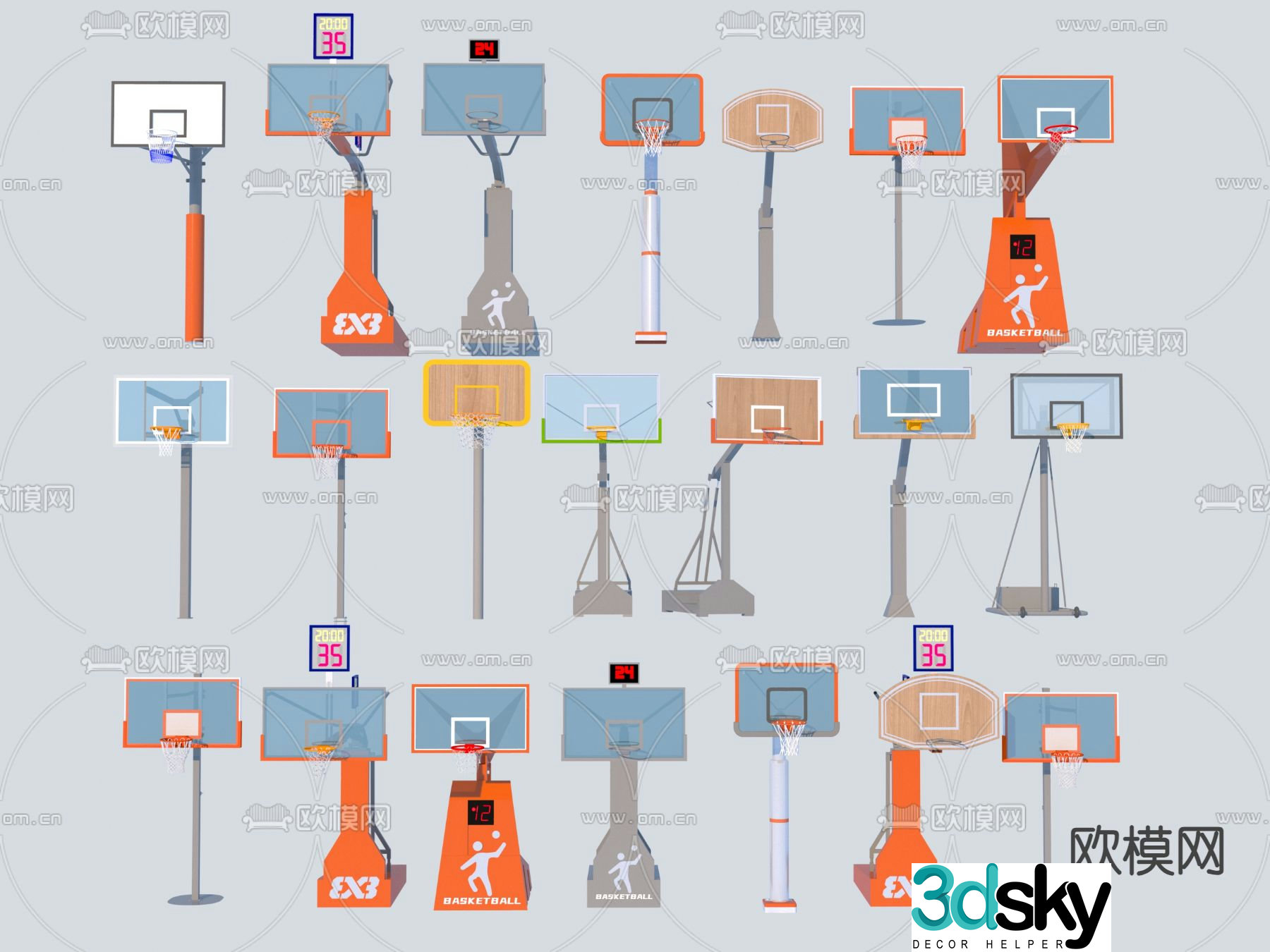 Modern basketball stand 3d model