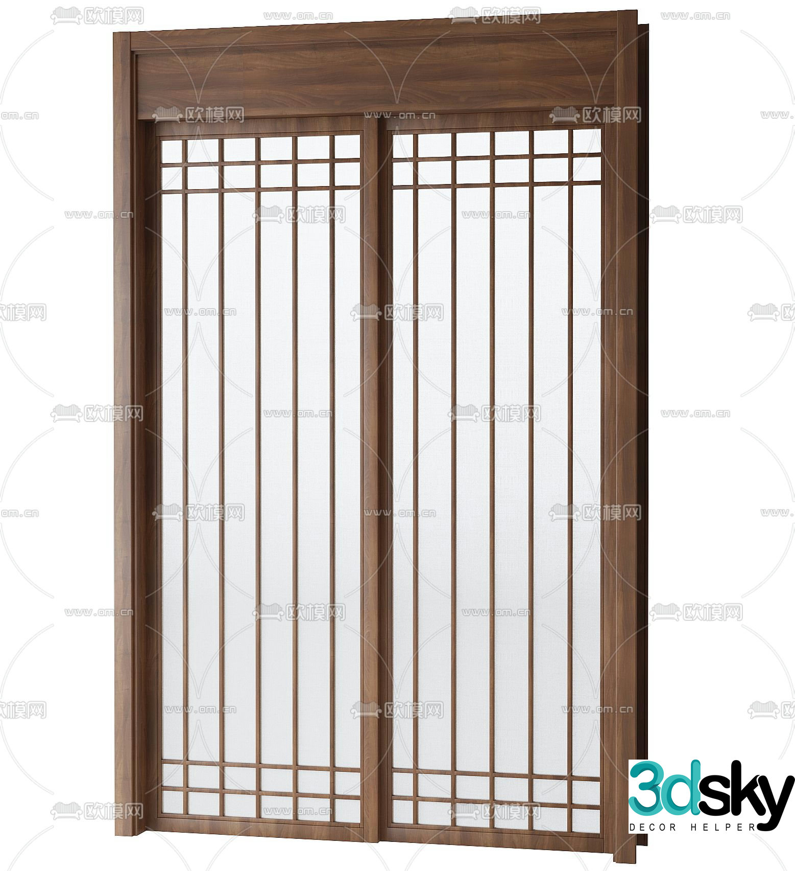 New Chinese sliding door 3D model