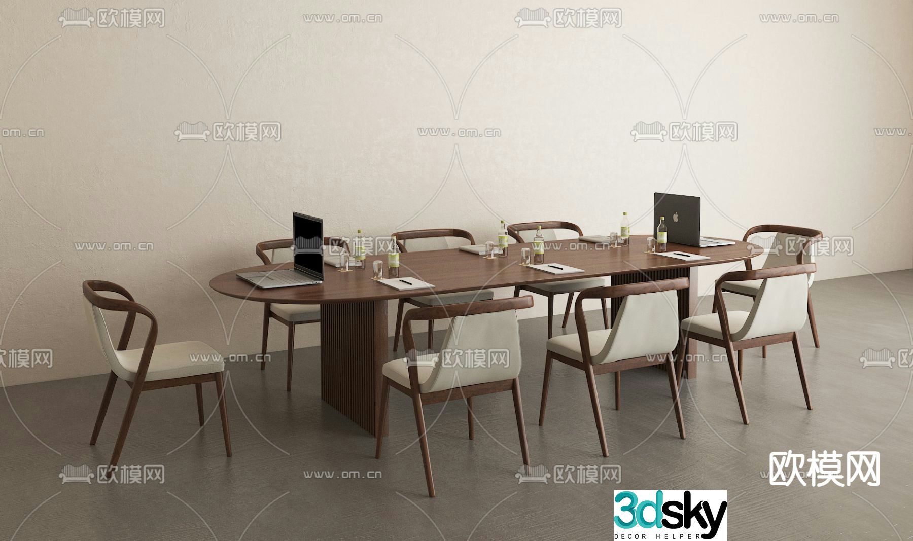solid wood conference table 3d model