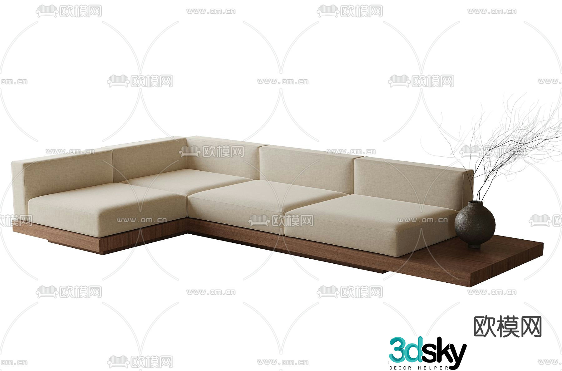 Medieval style corner sofa fabric sofa 3d model