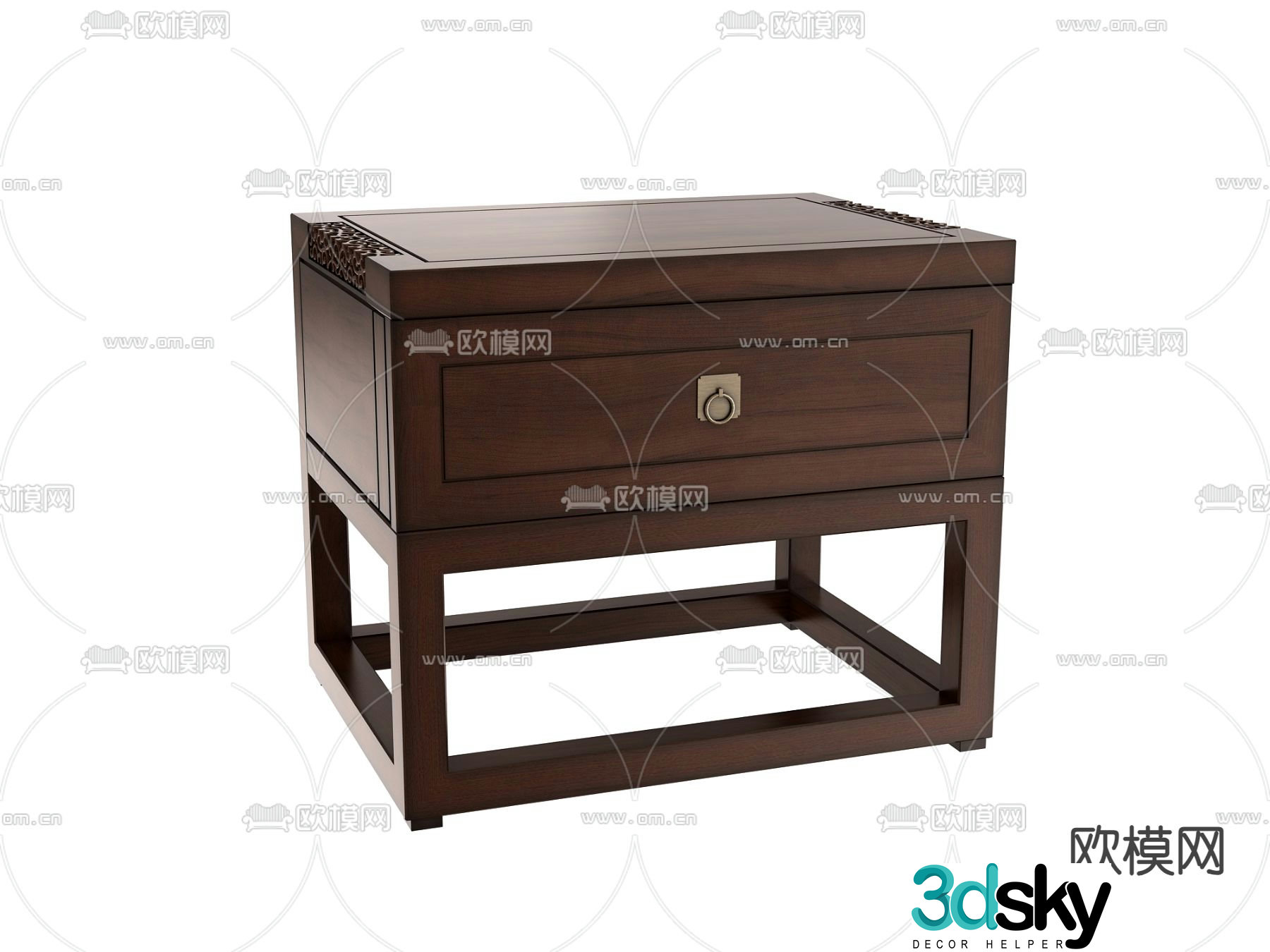 New Chinese style bedside table 3d model