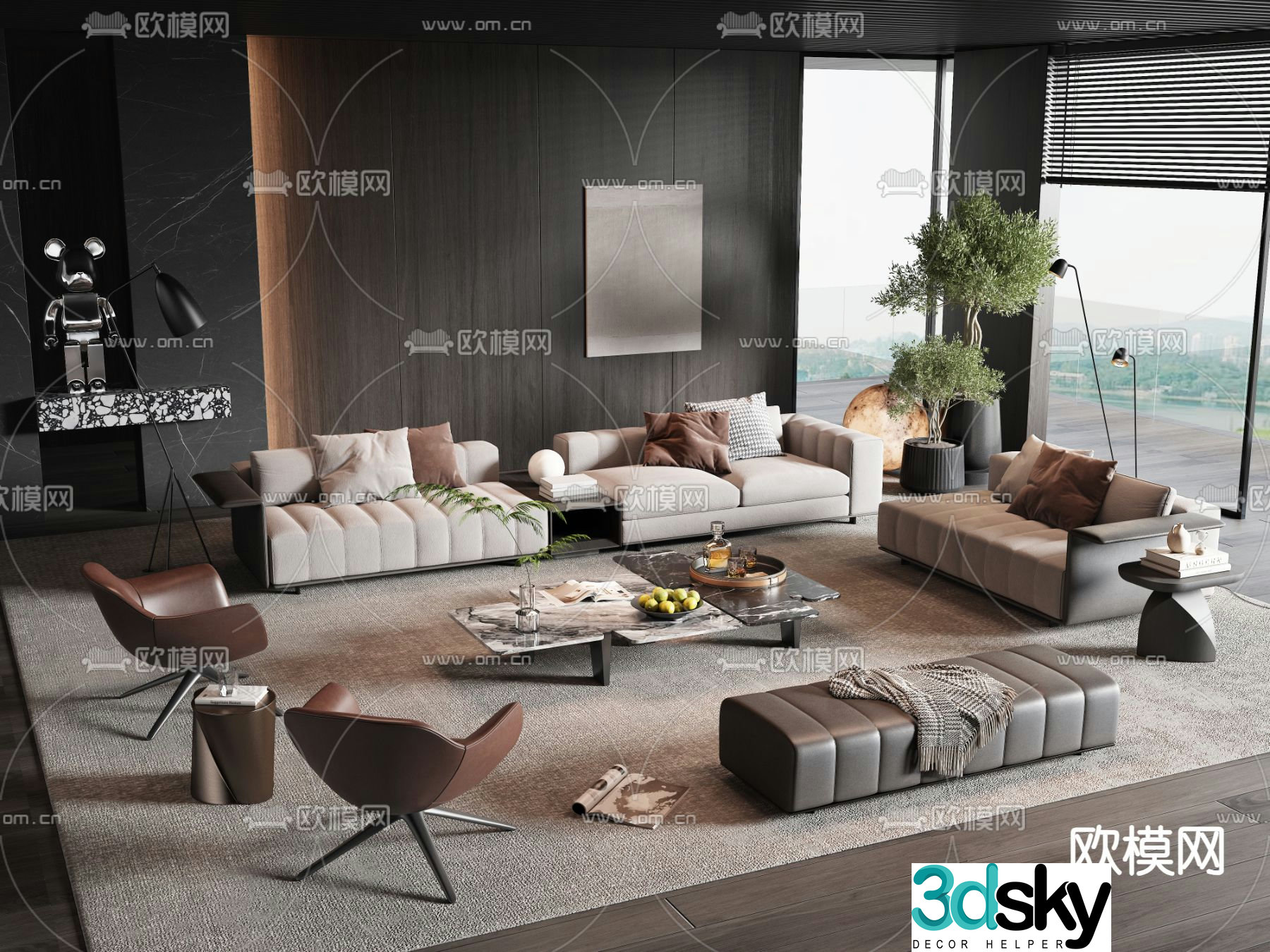 Modern sofa set 3d model