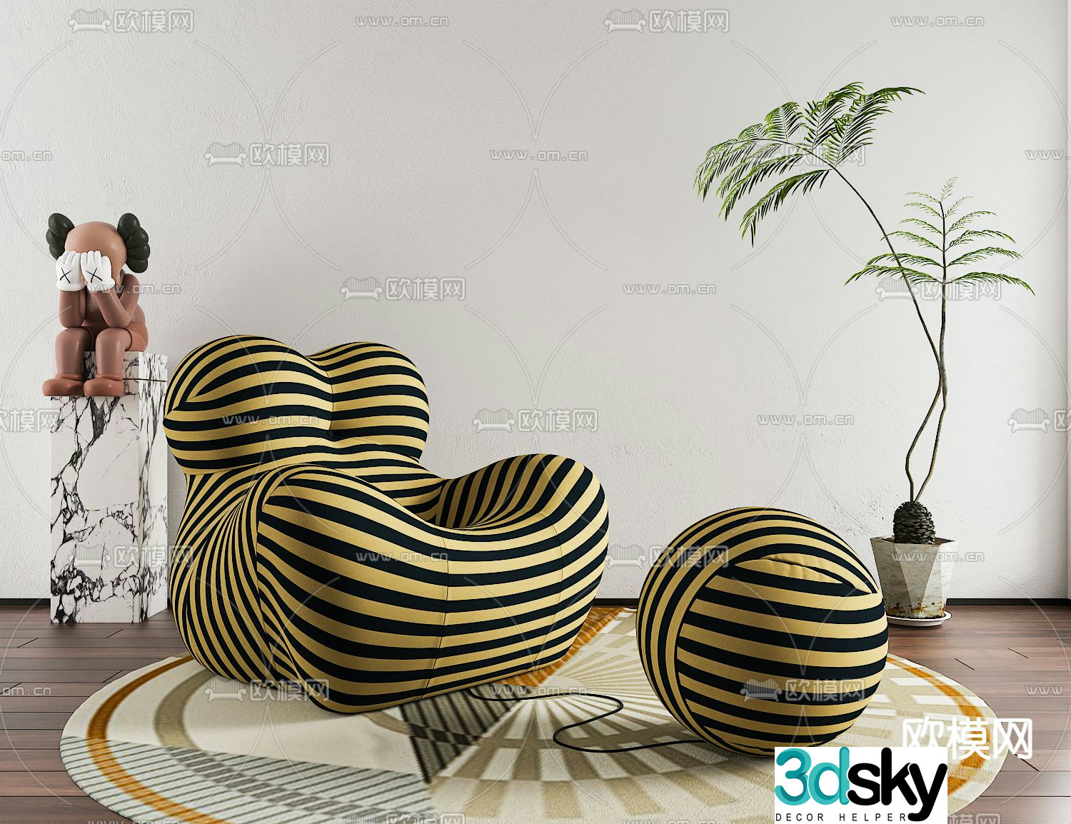 Modern lazy sofa mother’s arms sofa 3d model