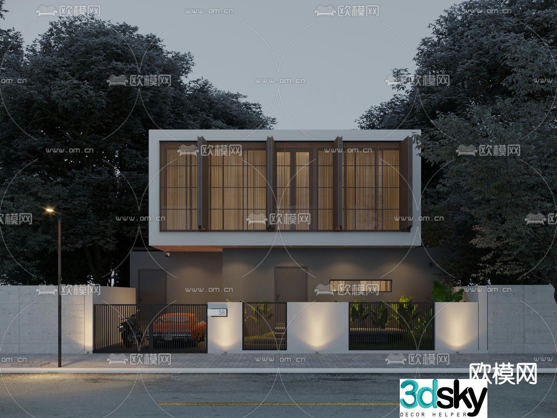 Modern single-family villa exterior 3d model